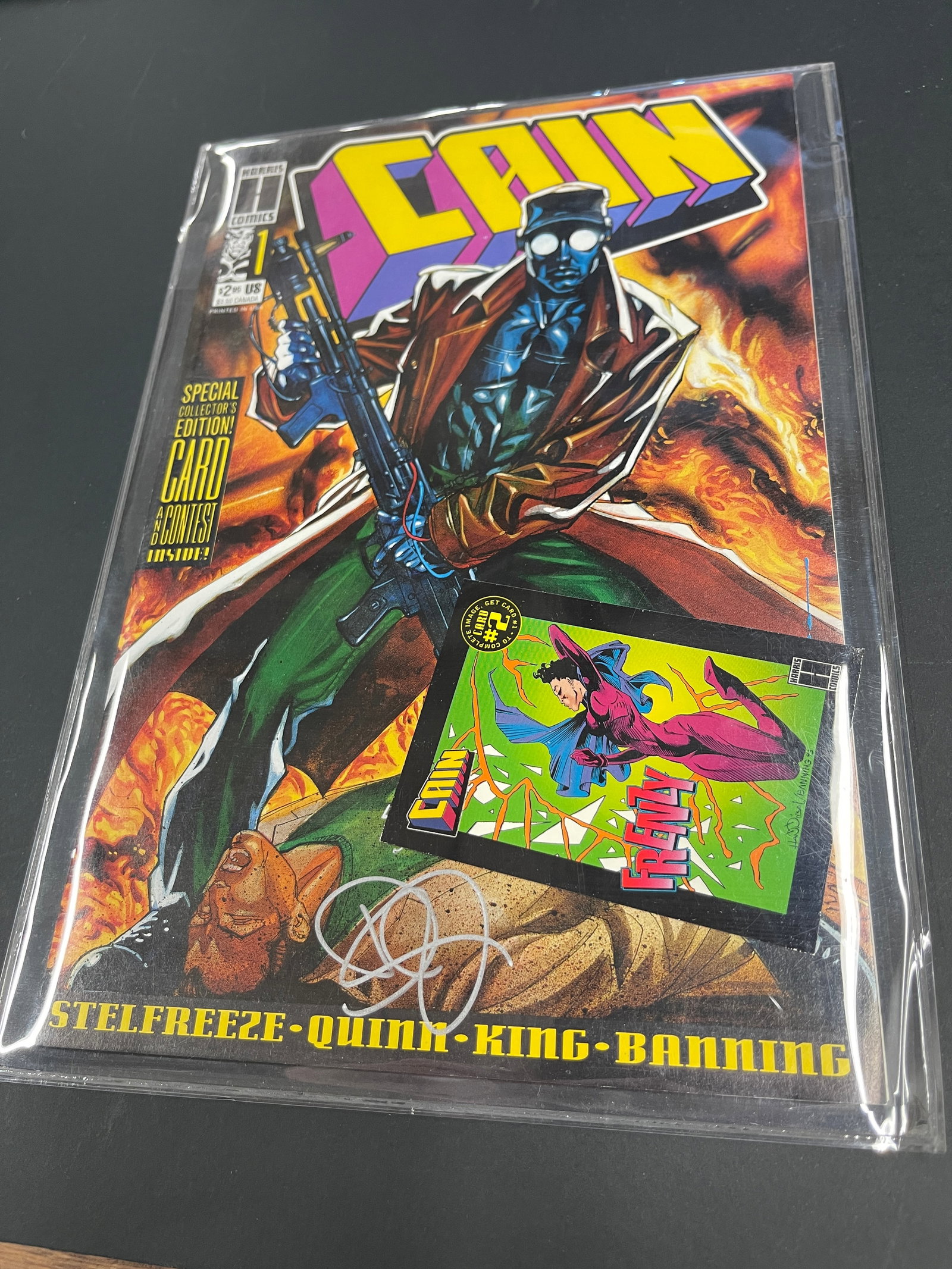 Cain #1 Harris Comics Signed David Quinn Dynamic Forces COA #456/500 w/ Card (1 of 3)