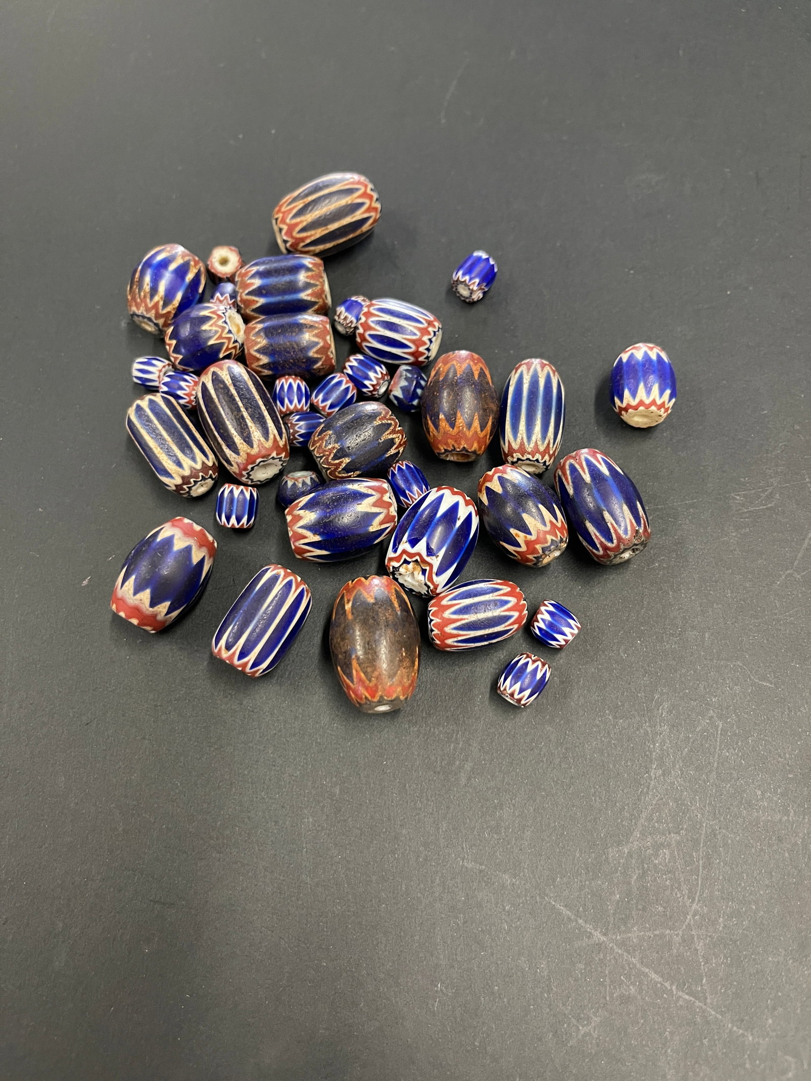 Collection of 30+ Antique Chevron Trade Beads, Venetian Millefiori Style, Mixed Sizes (1 of 2)