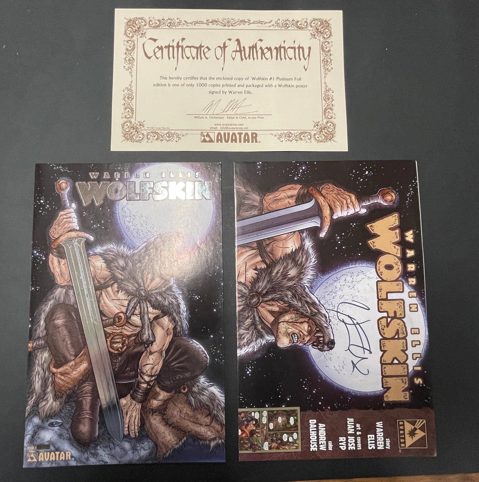 Wolfskin #1 Platinum Foil Edition Signed Warren Ellis Avatar Press COA (1 of 2)