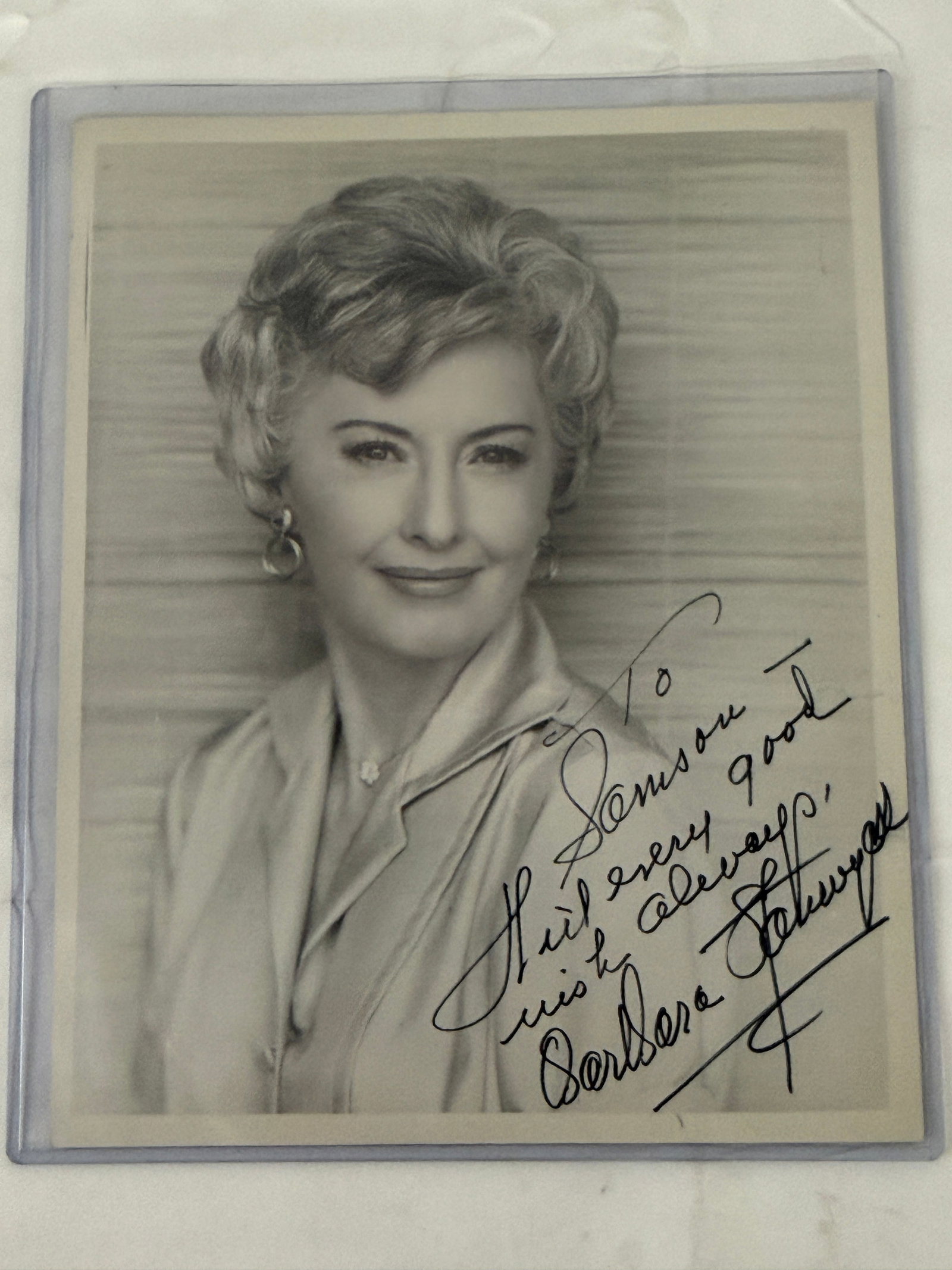 Barbara Stanwyck Signed 8x10 B&W Portrait Photo Inscribed To Jamison 1971 (1 of 5)