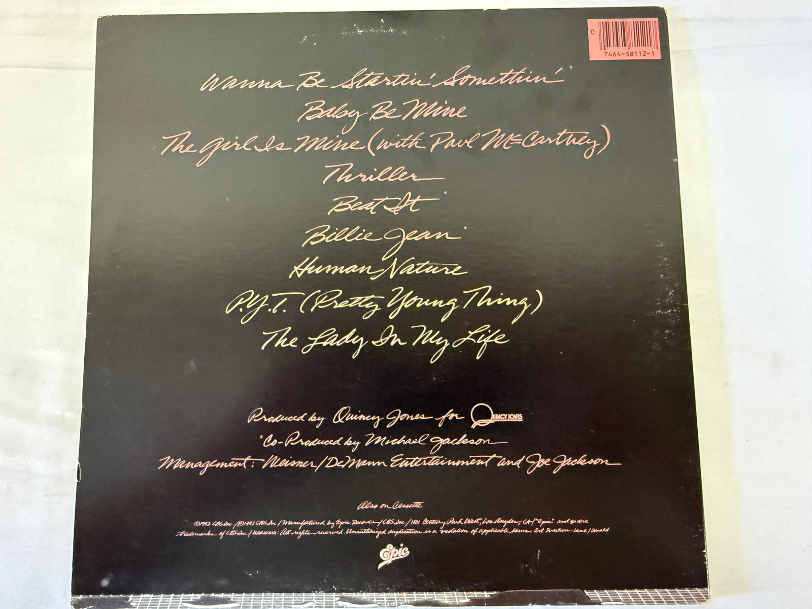 Michael Jackson Thriller Epic Records Vinyl LP Signed Autographed Album Cover - 4