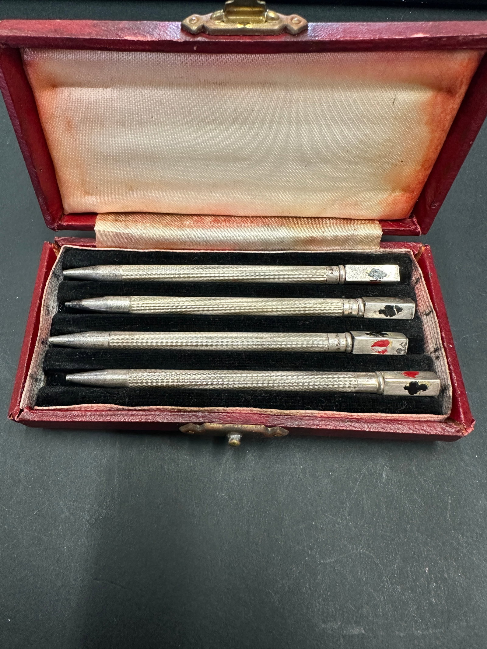 Antique Sterling Silver Enamel Bridge Pencil Set (1 of 5)
