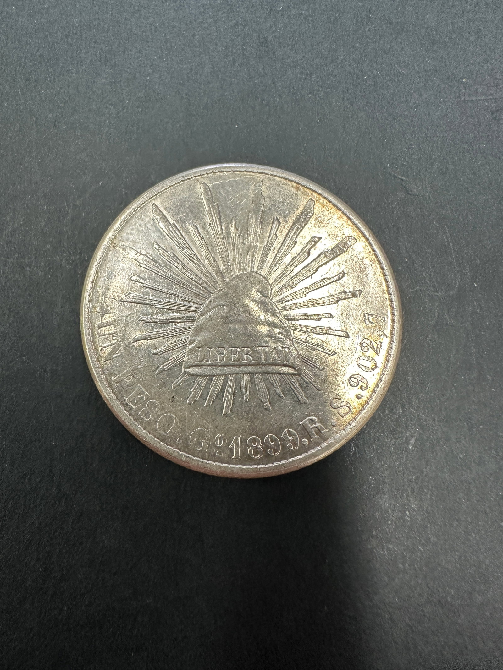 1899 MEXICO Republic Go RS Peso Silver Coin (1 of 2)