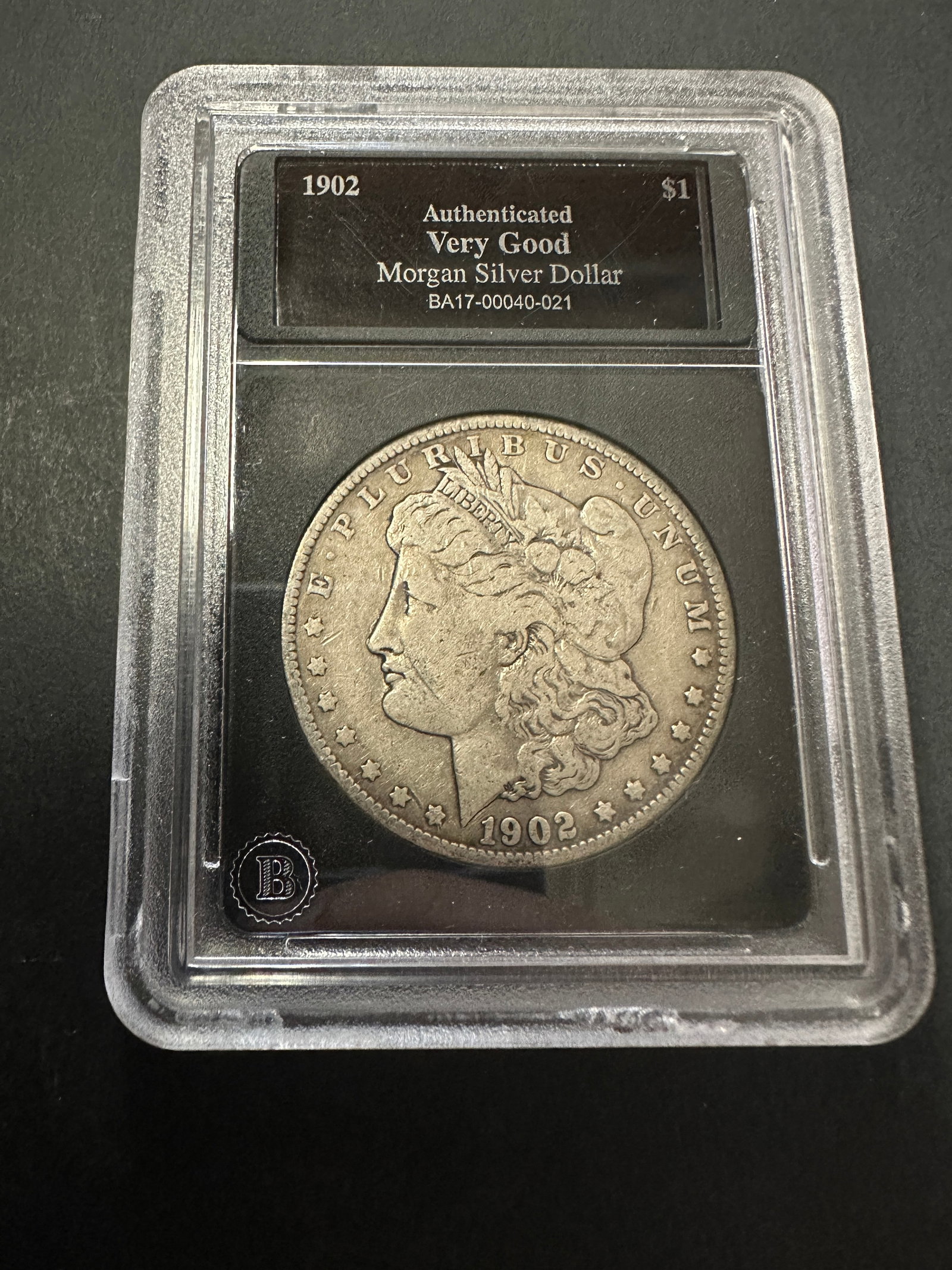 1902 Morgan Silver Dollar $1 Authenticated Very Good Graded Slabbed Coin (1 of 2)