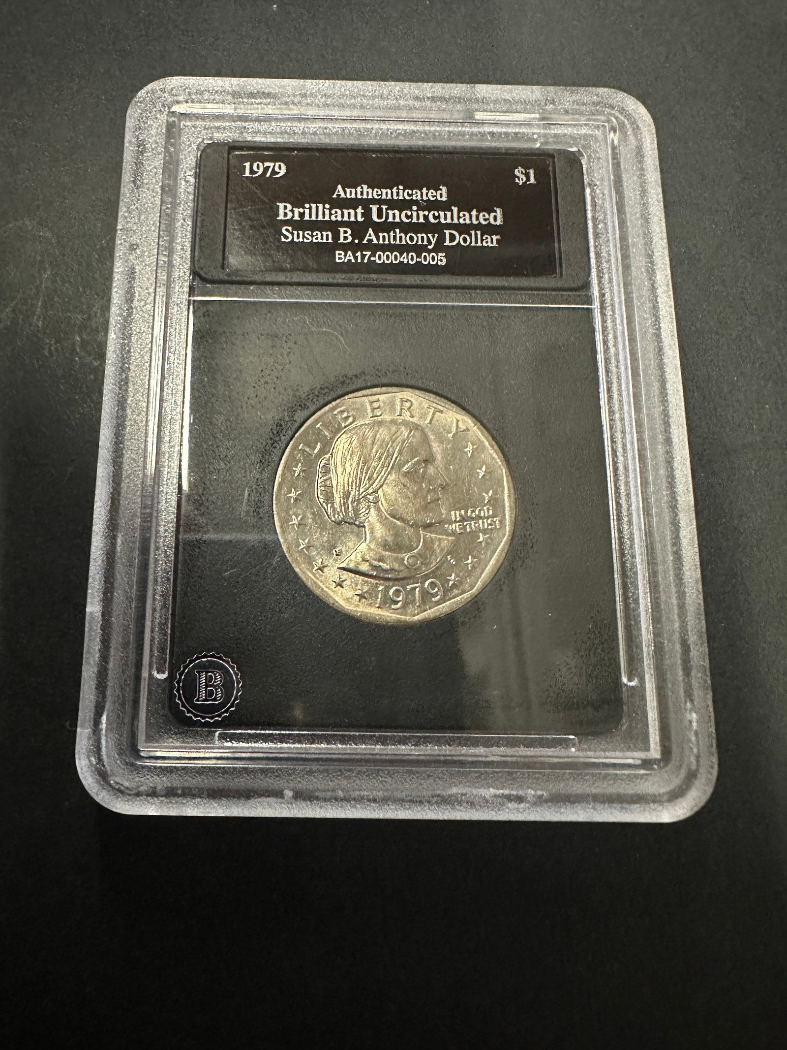 1979 Susan B. Anthony Dollar $1 Coin Brilliant Uncirculated Authenticated Slabbed (1 of 2)
