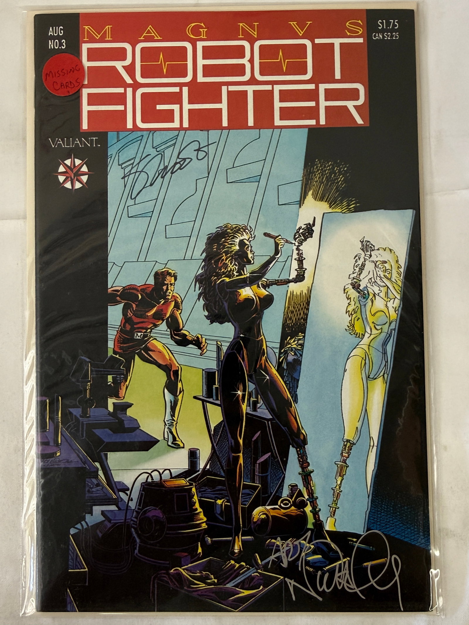 Magnus Robot Fighter Valiant Comics #3 Signed Double Autograph Missing Cards (1 of 3)