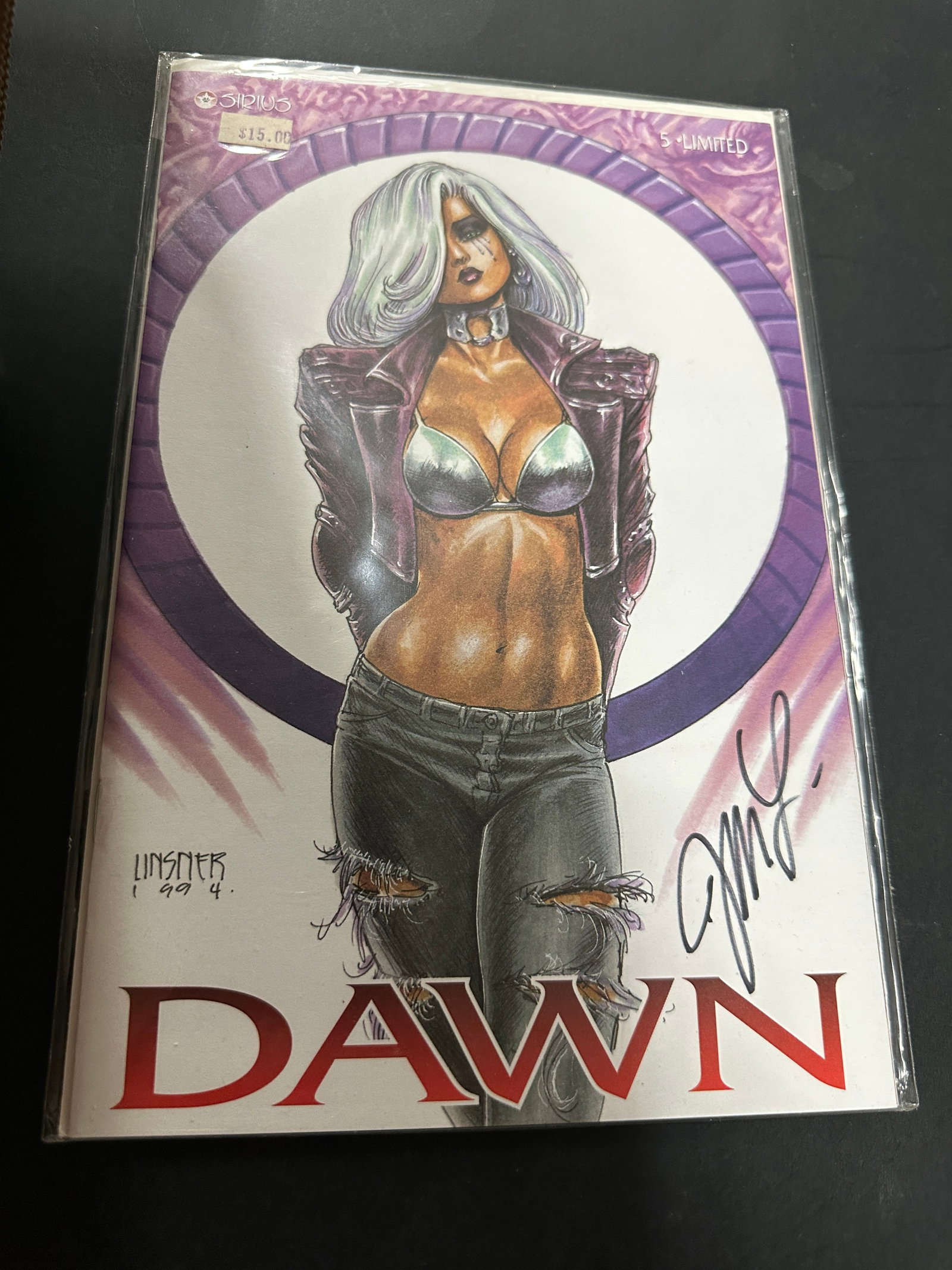 Dawn #5 Limited Edition Signed Comic Book Sirius Entertainment Linsner 1994 (1 of 3)