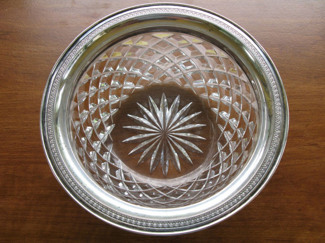 RussianCut Crystal and Silver Bowl by Grachev: Russian Cut Crystal and Silver Bowl by Grachev , 84 standart, h = 8,5 sm , d = 18,8 sm