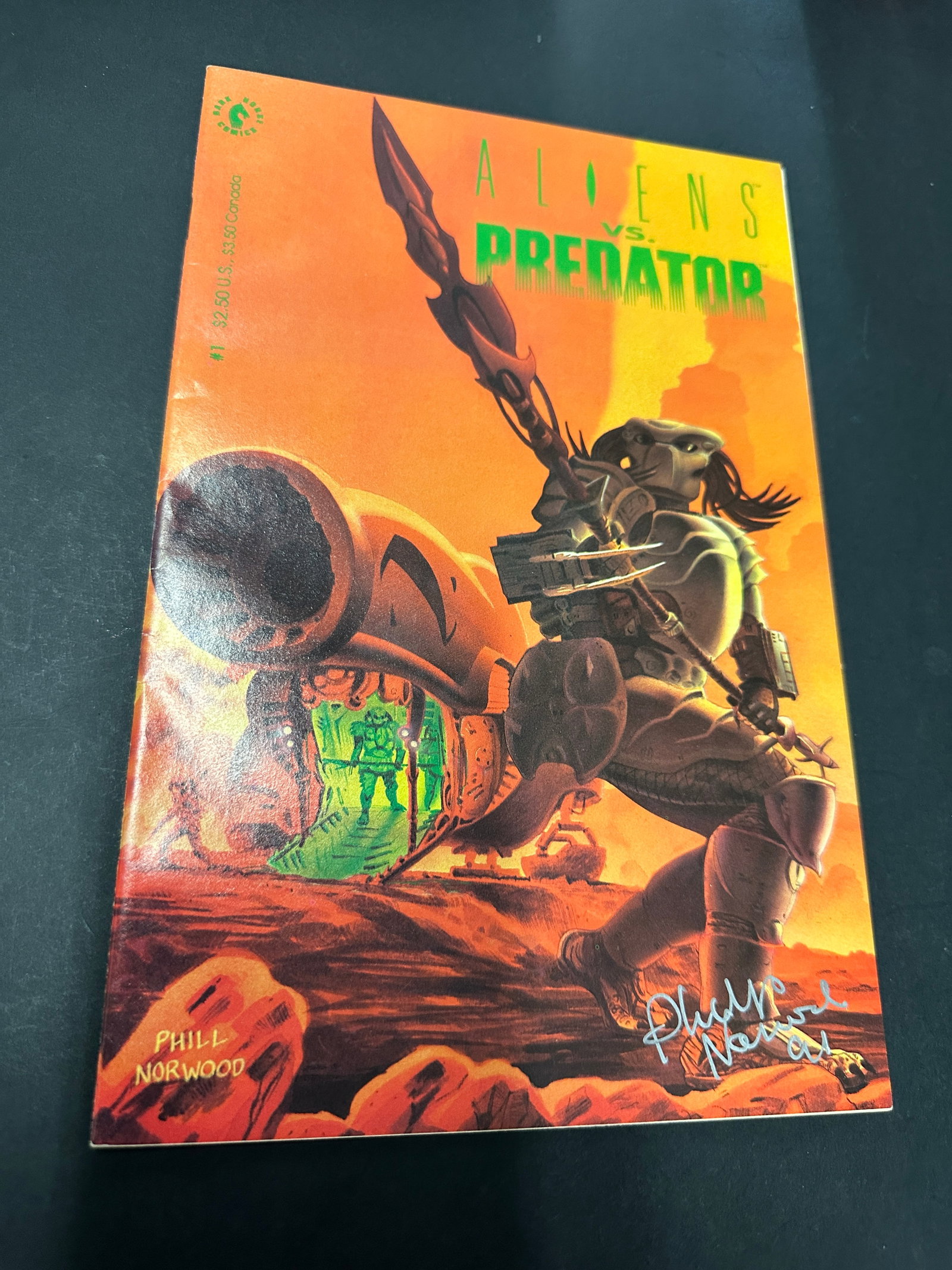 Aliens vs Predator #1 Dark Horse Comics 1990 Signed Stradley Norwood Story (1 of 5)