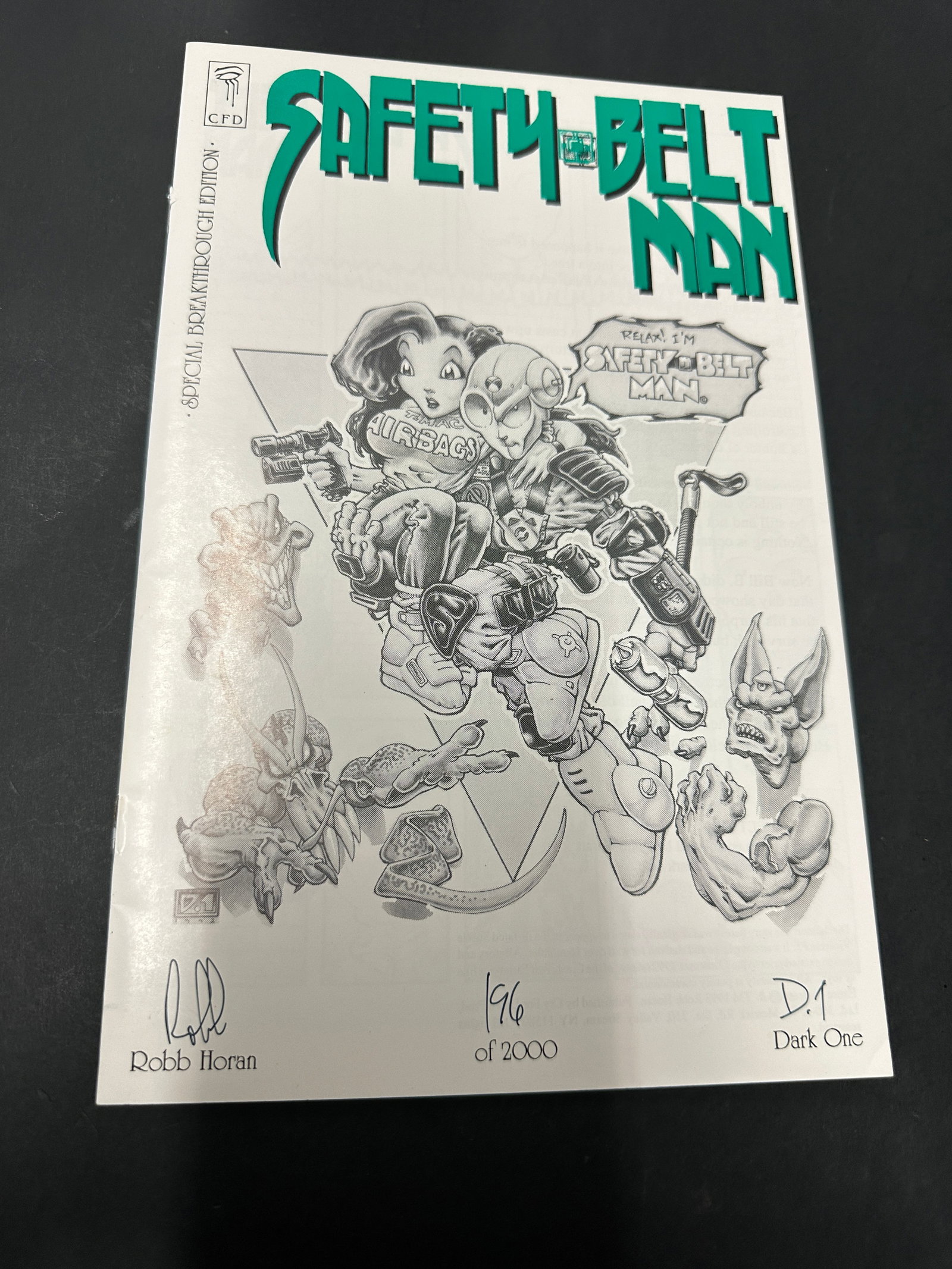 Safety-Belt Man #D1 Dark One Signed Robb Horan Limited Edition 196/2000 Comic (1 of 3)