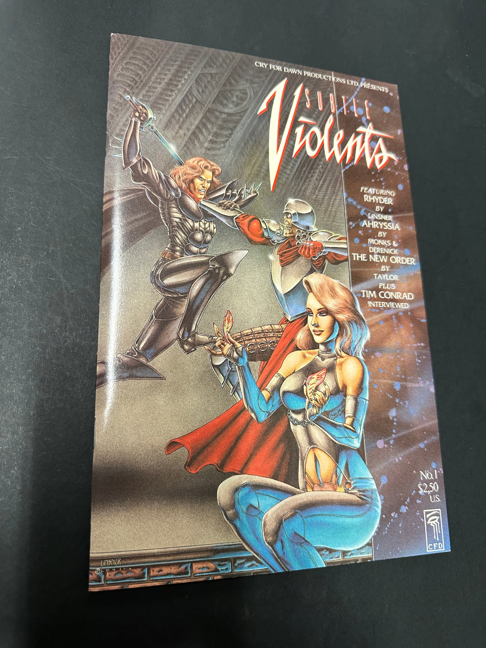 Subtle Violents #1 Cry For Dawn 1991 Multi-Signed Comic Linsner Taylor Derenick (1 of 3)