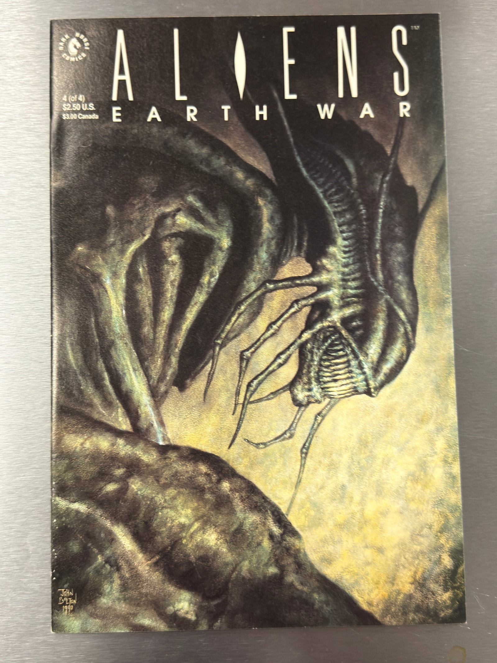 Aliens Earth War #4 Dark Horse Comics 1990 Signed John Bolton Cover Art (1 of 3)