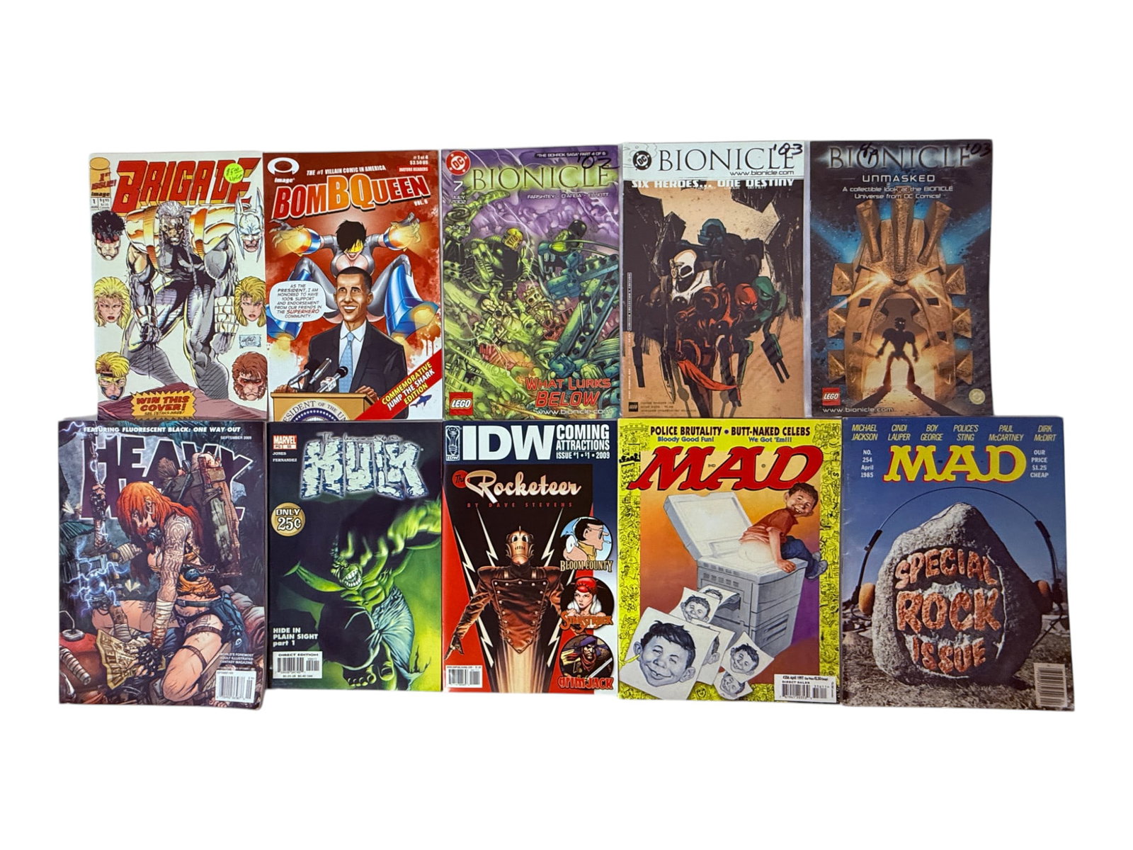 Mixed Comic Books Lot: Bionicle, MAD Magazine, Hulk, Heavy Metal, Brigade & More: Mixed Comic Books Lot: Bionicle, MAD Magazine, Hulk, Heavy Metal, Brigade & More