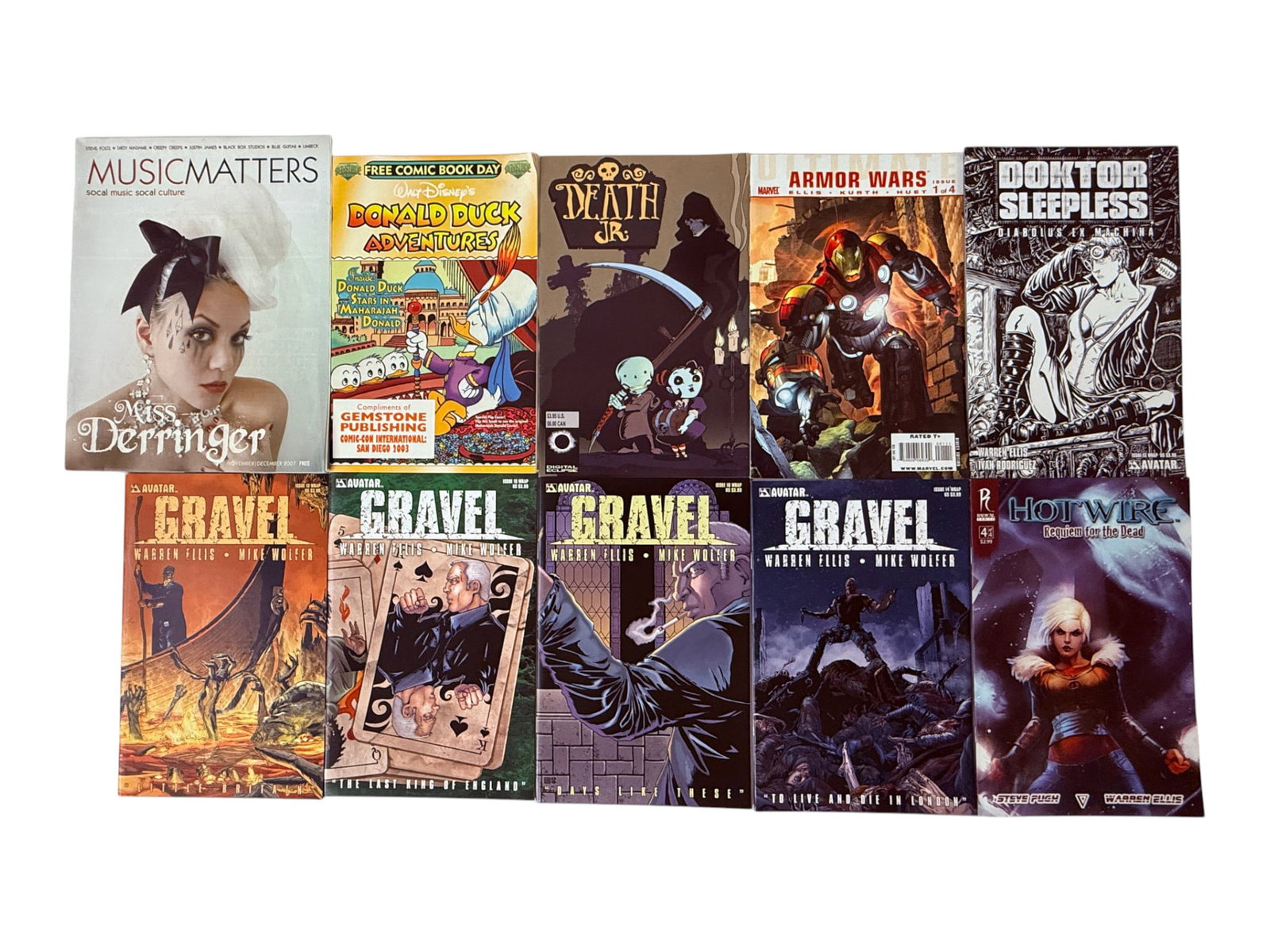 Mixed Comic Book Lot Gravel Avatar Warren Ellis Armor Wars Death Jr Donald Duck (1 of 1)