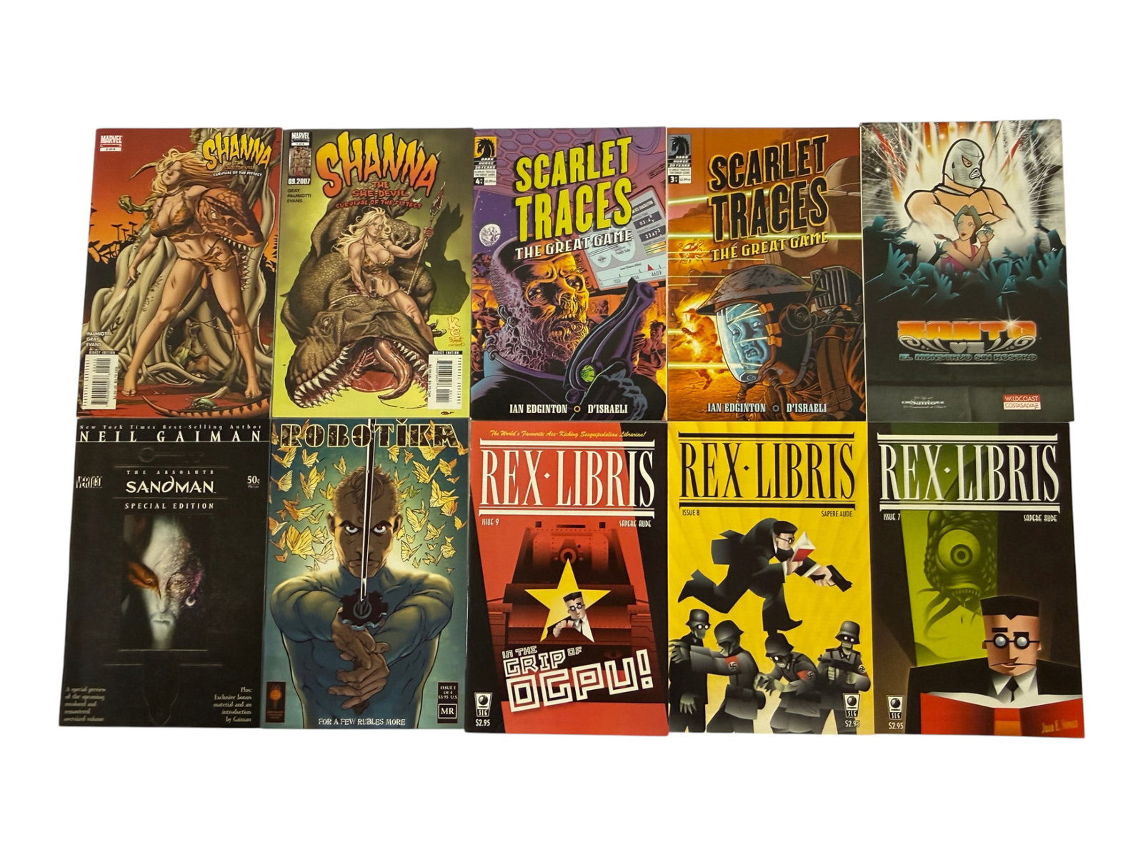 Mixed Comic Books Lot: Shanna, Scarlet Traces, Sandman, Rex Libris, Robotika x10 (1 of 1)