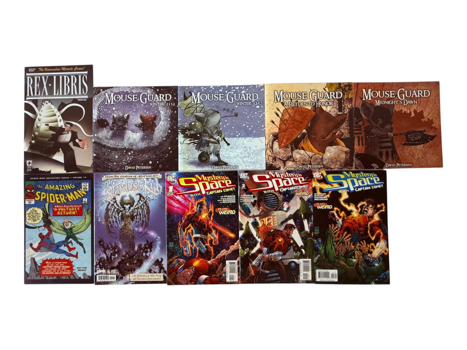 Mixed Comic Books Lot: Mouse Guard, Mystery in Space, Spider-Man, Rex Libris (1 of 1)