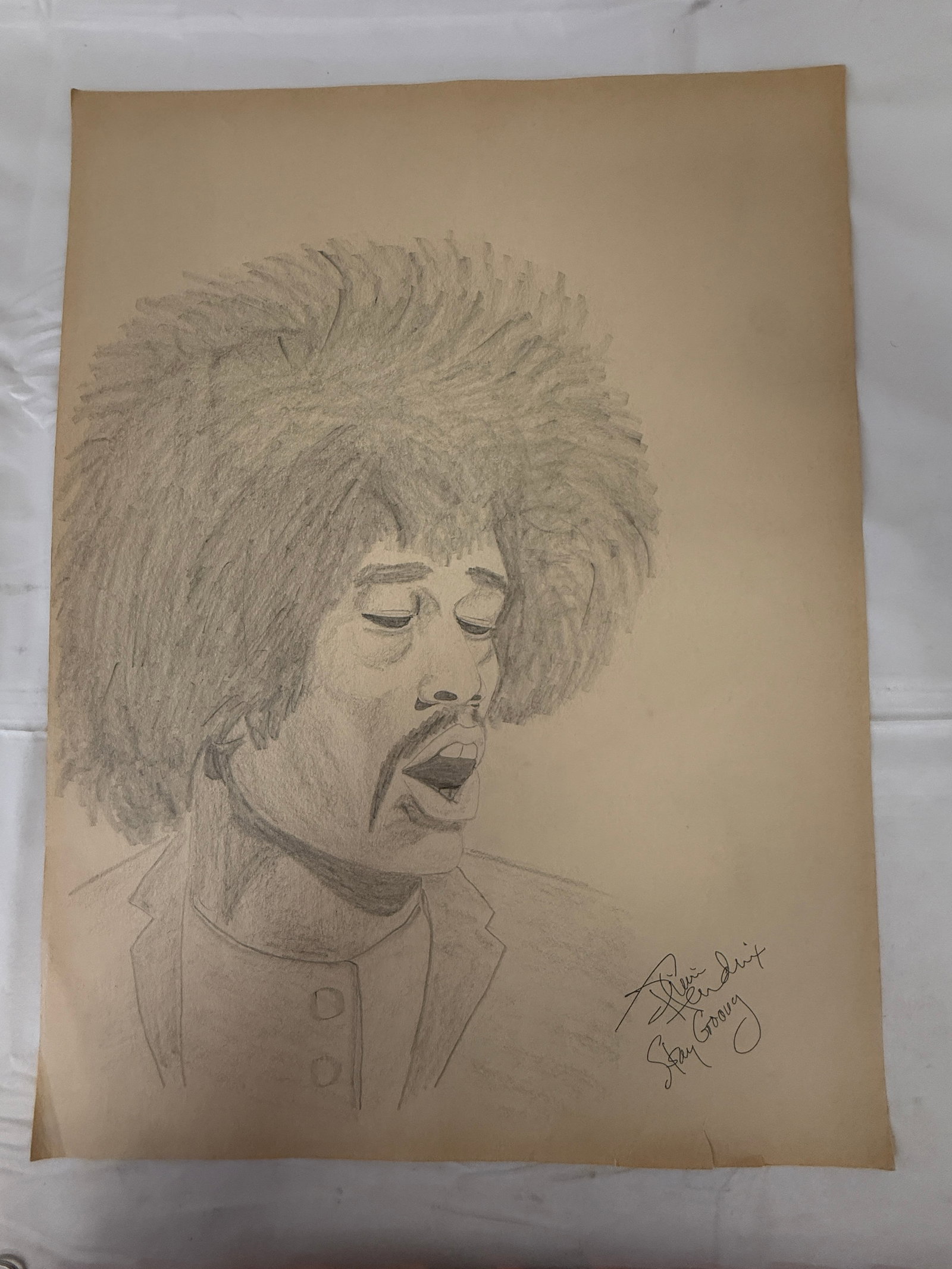 Jimi Hendrix Signed Original Pencil Portrait Drawing by Dwight Russ 'Stay Groovy' (1 of 5)