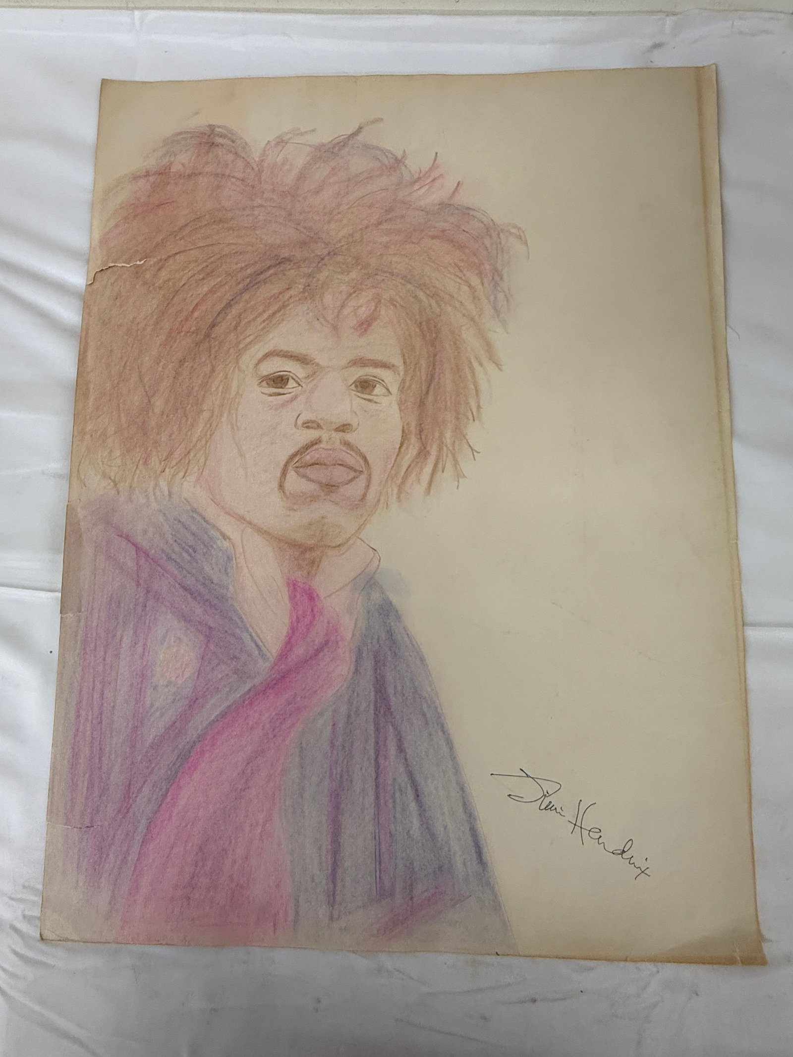Jimi Hendrix Signed Original Colored Pencil Portrait Drawing by Dwight Russ (1 of 5)