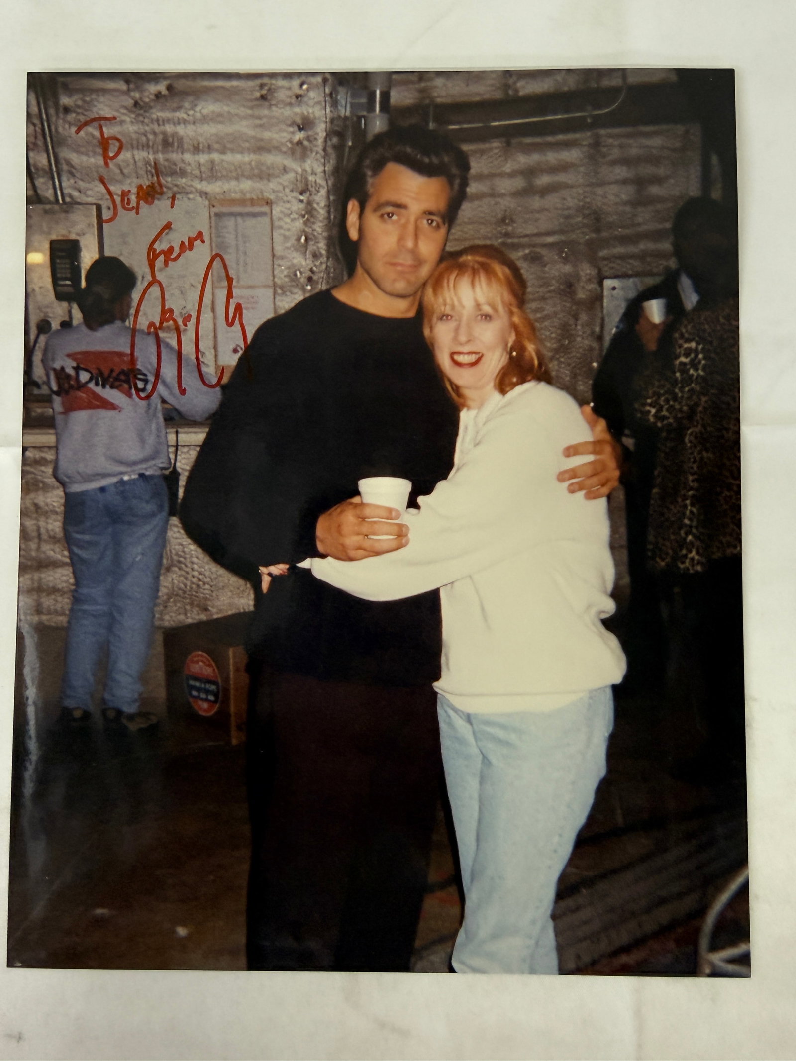 George Clooney Signed 8x10 Photo Inscribed To Jean Vintage Kodak Print 1990s: George Clooney Signed 8x10 Photo Inscribed To Jean Vintage Kodak Print 1990s