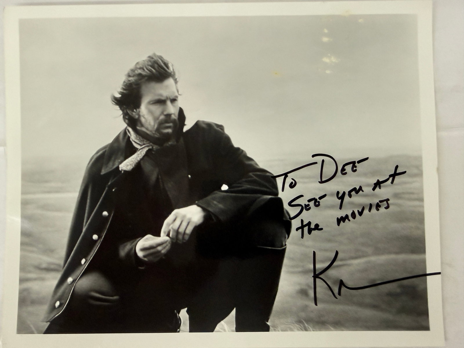 Kevin Costner Signed B&W 8x10 Publicity Photo Inscribed To Dee See You At The Movies (1 of 3)