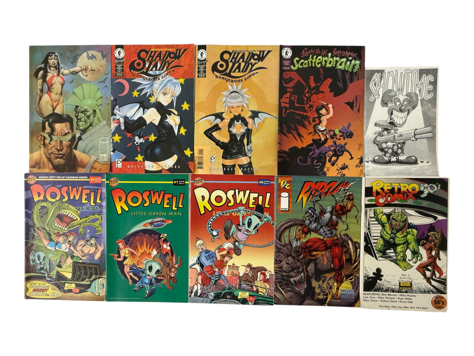 Mixed Comic Books Lot: Shadow Lady, Roswell Little Green Man, Scatterbrain + (1 of 1)