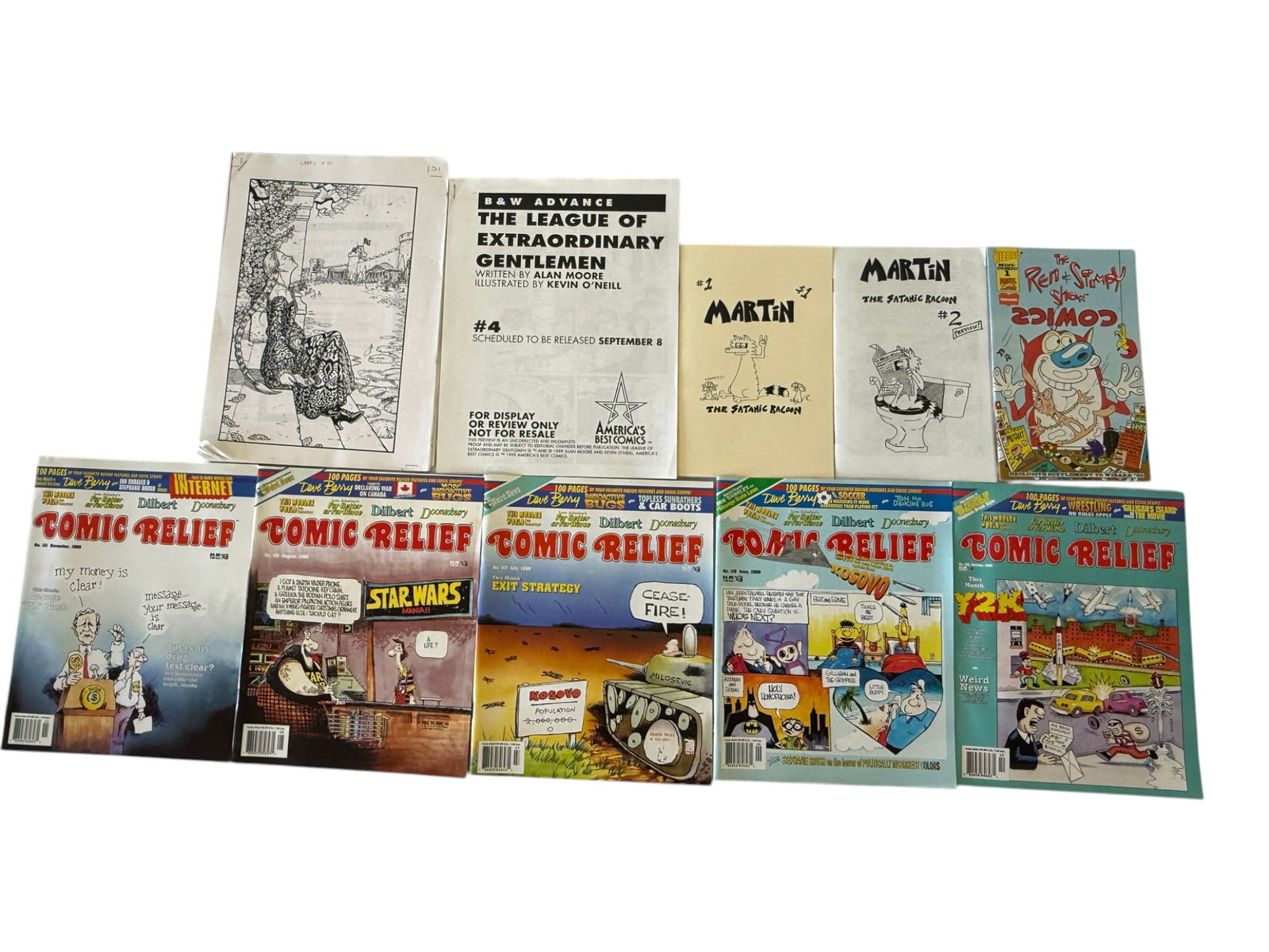 Comic Relief Magazines x5, League of Extraordinary Gentlemen #4 Advance, Ren & Stimpy Comics (1 of 1)