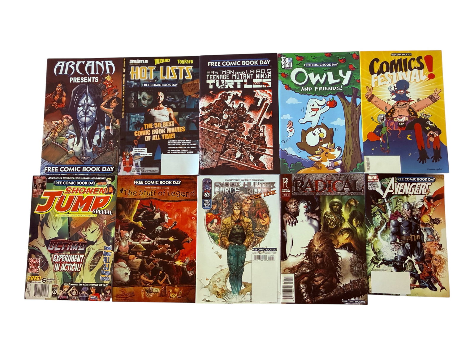 Free Comic Book Day Collection 10 Comics TMNT Avengers Shonen Jump Owly Arcana: Free Comic Book Day Collection 10 Comics TMNT Avengers Shonen Jump Owly Arcana