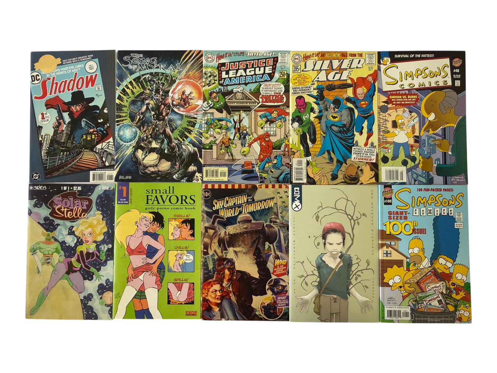 Collection of 10 Comic Books DC Marvel Simpsons Shadow Justice League Silver Age (1 of 1)