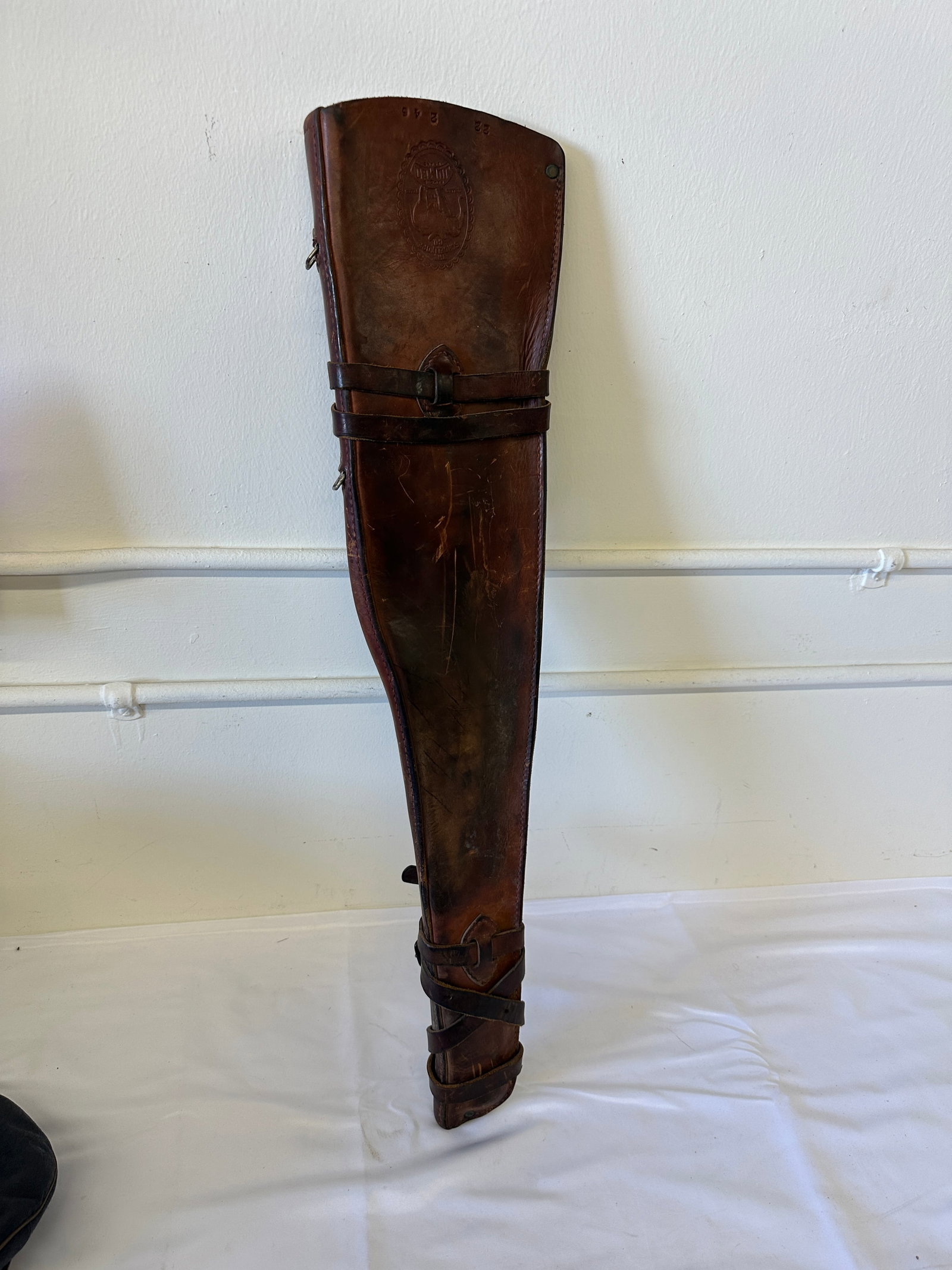 Antique Leather Rifle Scabbard Saddle Gun Scabbard by Schukopf Co Jumbo Brand (1 of 3)
