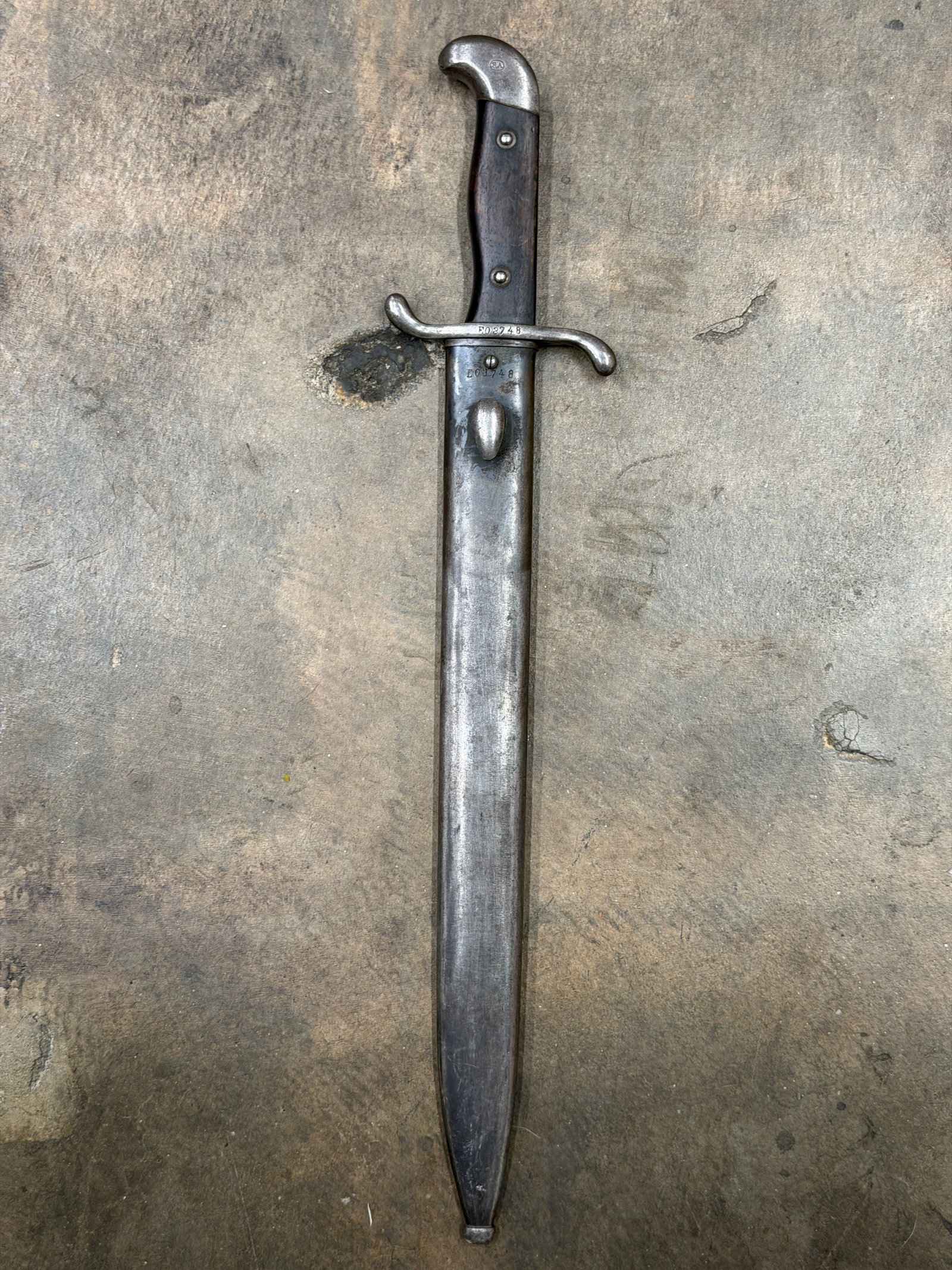 Argentine Model 1909 Bayonet by Weyersberg Kirschbaum Solingen, Serial E03748: Argentine Model 1909 Bayonet by Weyersberg Kirschbaum Solingen, Serial E03748