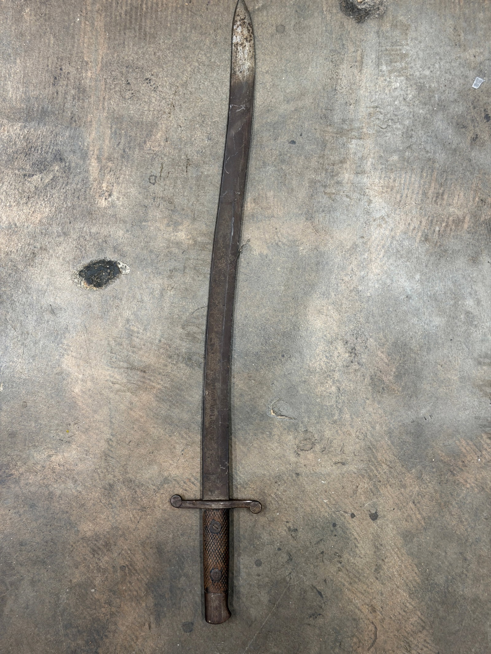Spanish Fábrica de Toledo 1860s Sword Bayonet with Crossguard & Wooden Grip: Spanish Fábrica de Toledo 1860s Sword Bayonet with Crossguard & Wooden Grip