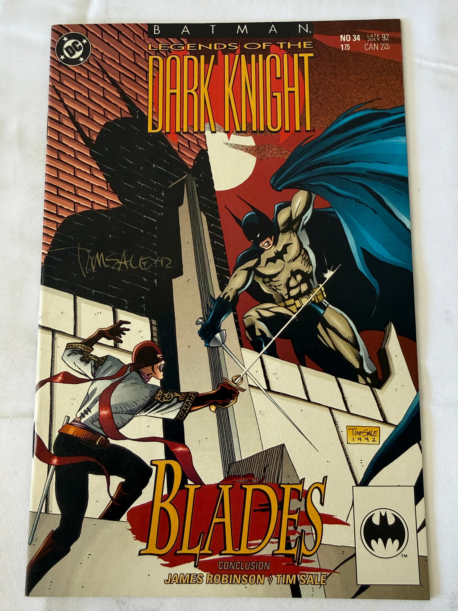 Batman Legends of the Dark Knight #34 Signed Tim Sale 1992 DC Comics Blades (1 of 3)
