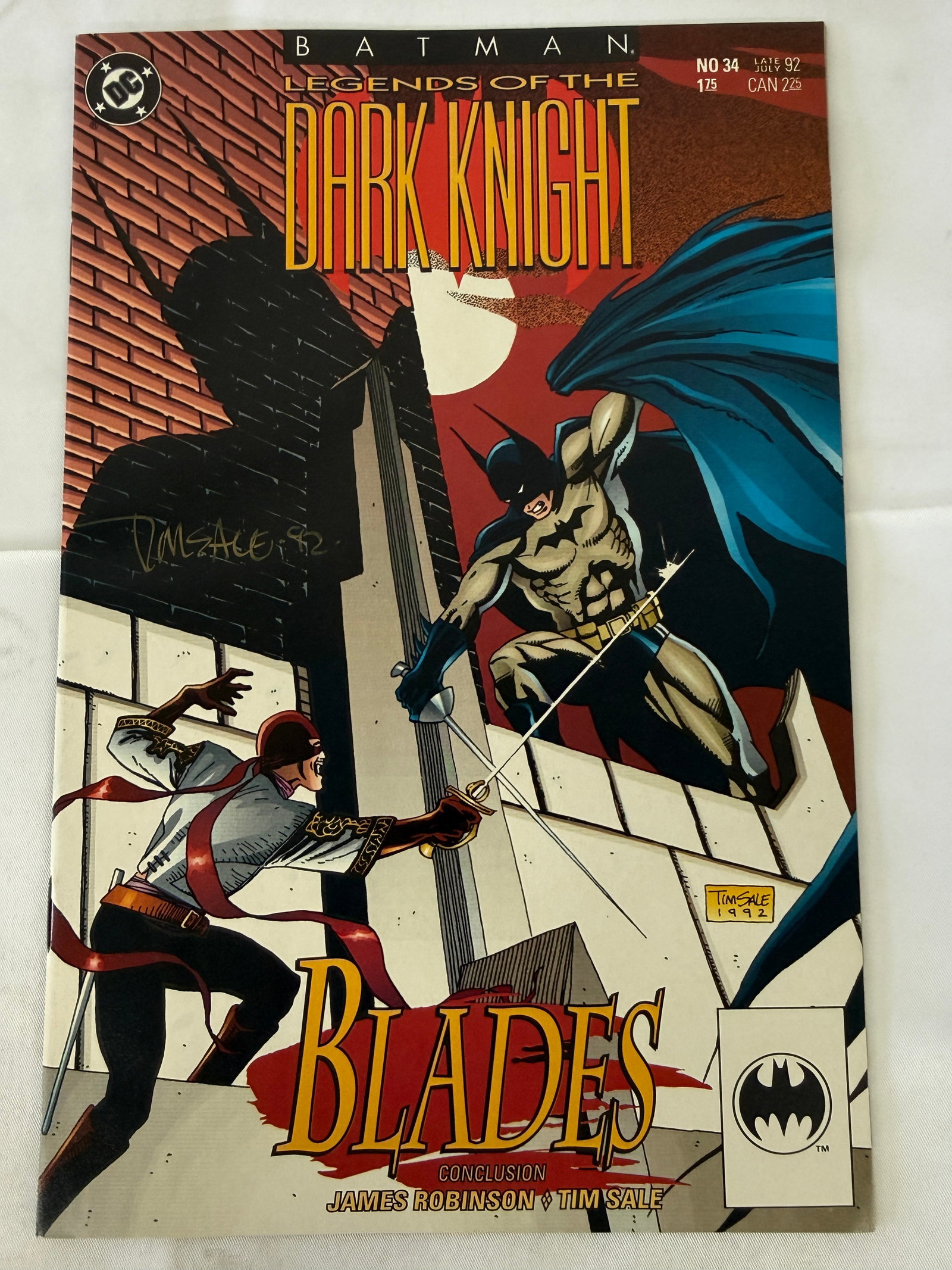 Batman Legends of the Dark Knight #34 DC Comics Signed Tim Sale 1992 (1 of 3)