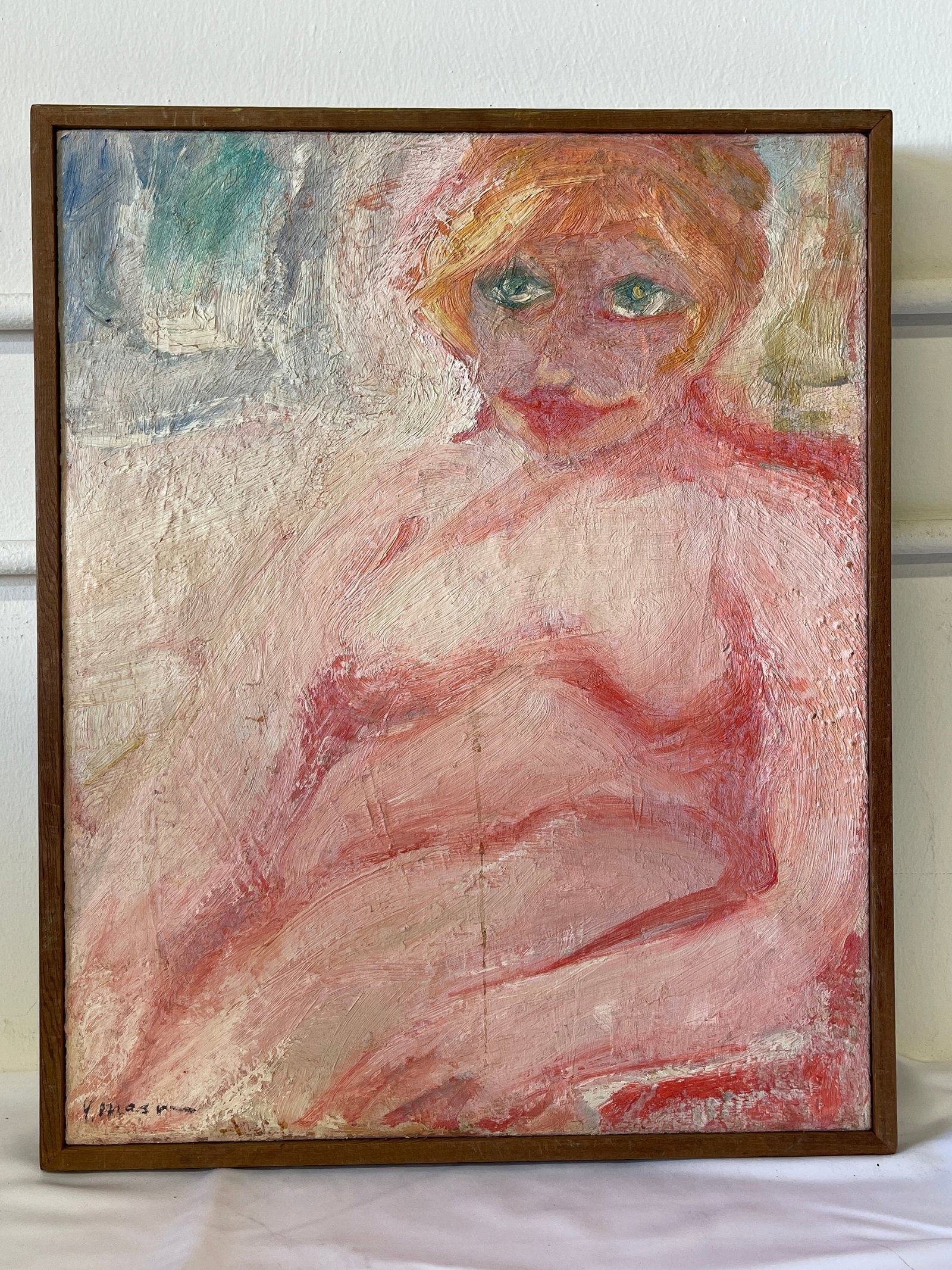M. Mason Oil on Canvas Abstract Nude Figure, Pomona Valley California: M. Mason Oil on Canvas Abstract Nude Figure, Pomona Valley California
