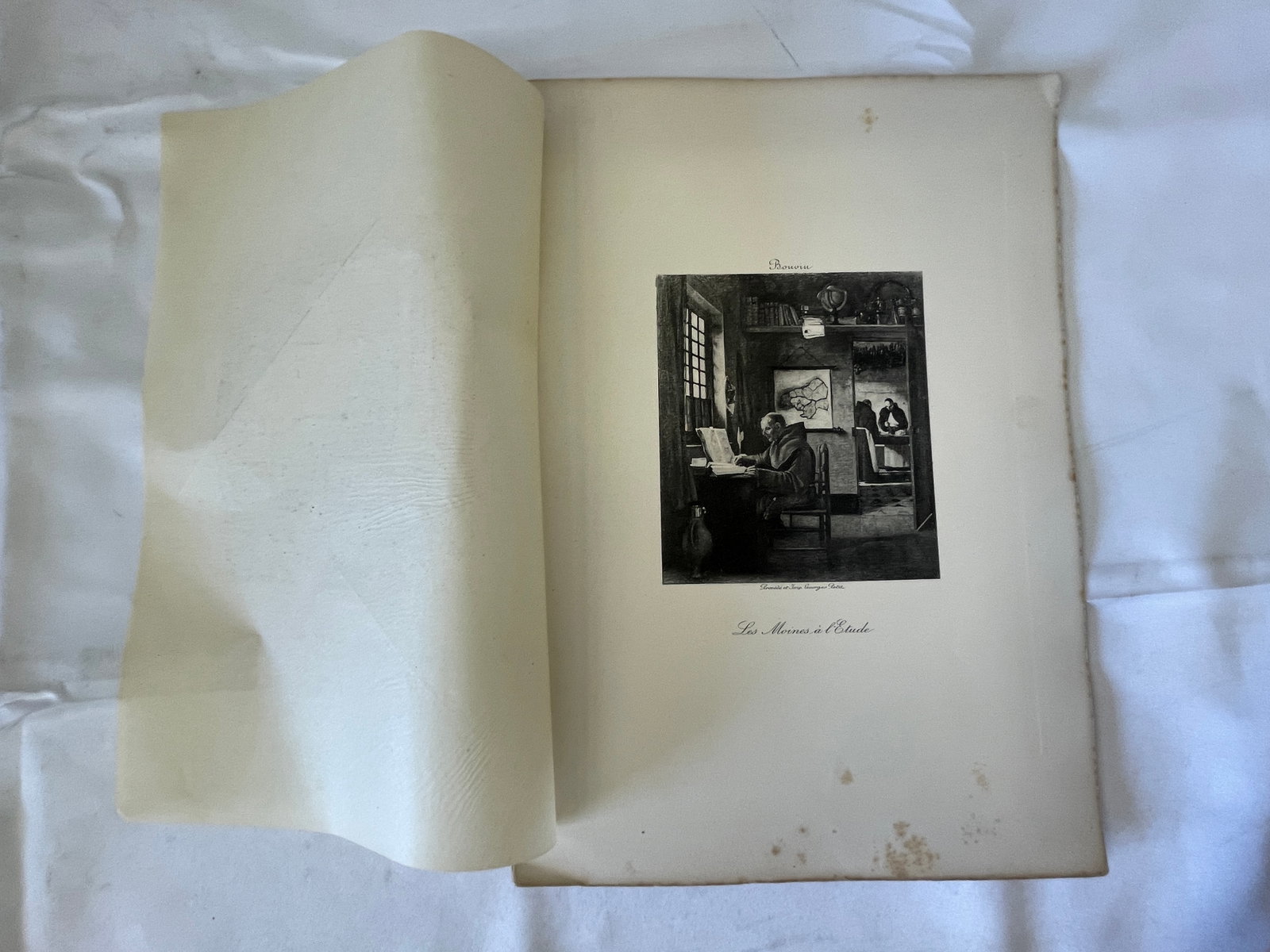 Bouvin 'Les Moines à l'Etude' Antique Heliogravure Print Georges Petit Paris: Bouvin 'Les Moines à l'Etude' Antique Heliogravure Print Georges Petit Paris