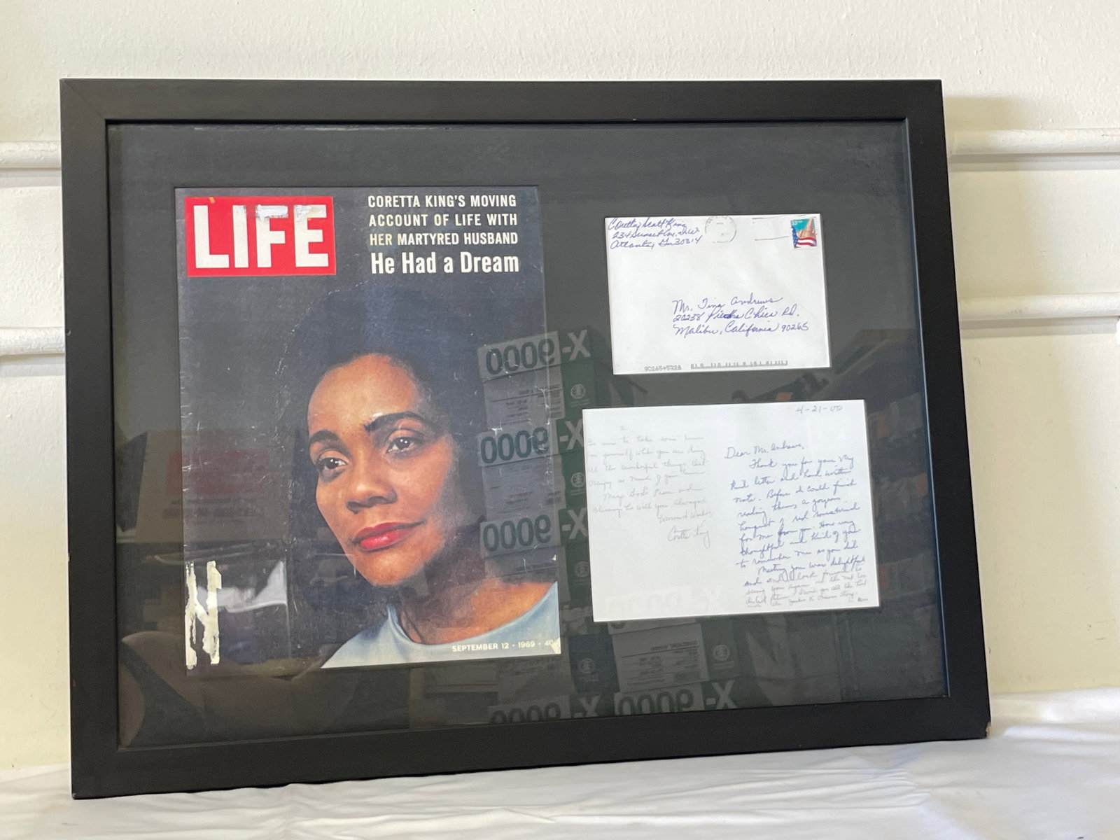 Coretta Scott King Handwritten Signed Letter 2000 w/ LIFE Magazine Sept 1969: Coretta Scott King Handwritten Signed Letter 2000 w/ LIFE Magazine Sept 1969