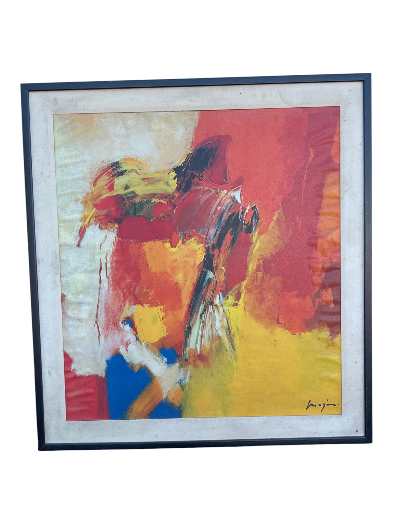 Abstract Expressionist Oil Painting Signed Maginl Mid-Century Modern Large: Abstract Expressionist Oil Painting Signed Maginl Mid-Century Modern Large