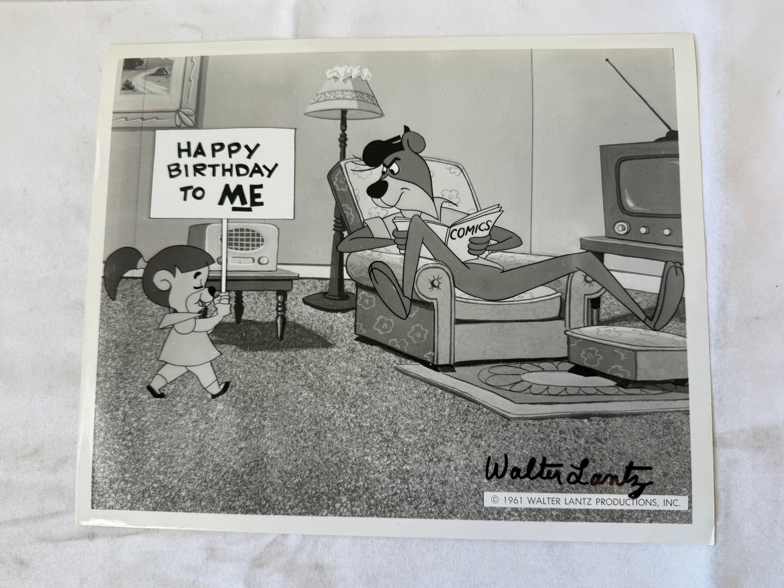 Walter Lantz Productions 1961 Signed Publicity Photo Cartoon Still B&W: Walter Lantz Productions 1961 Signed Publicity Photo Cartoon Still B&W