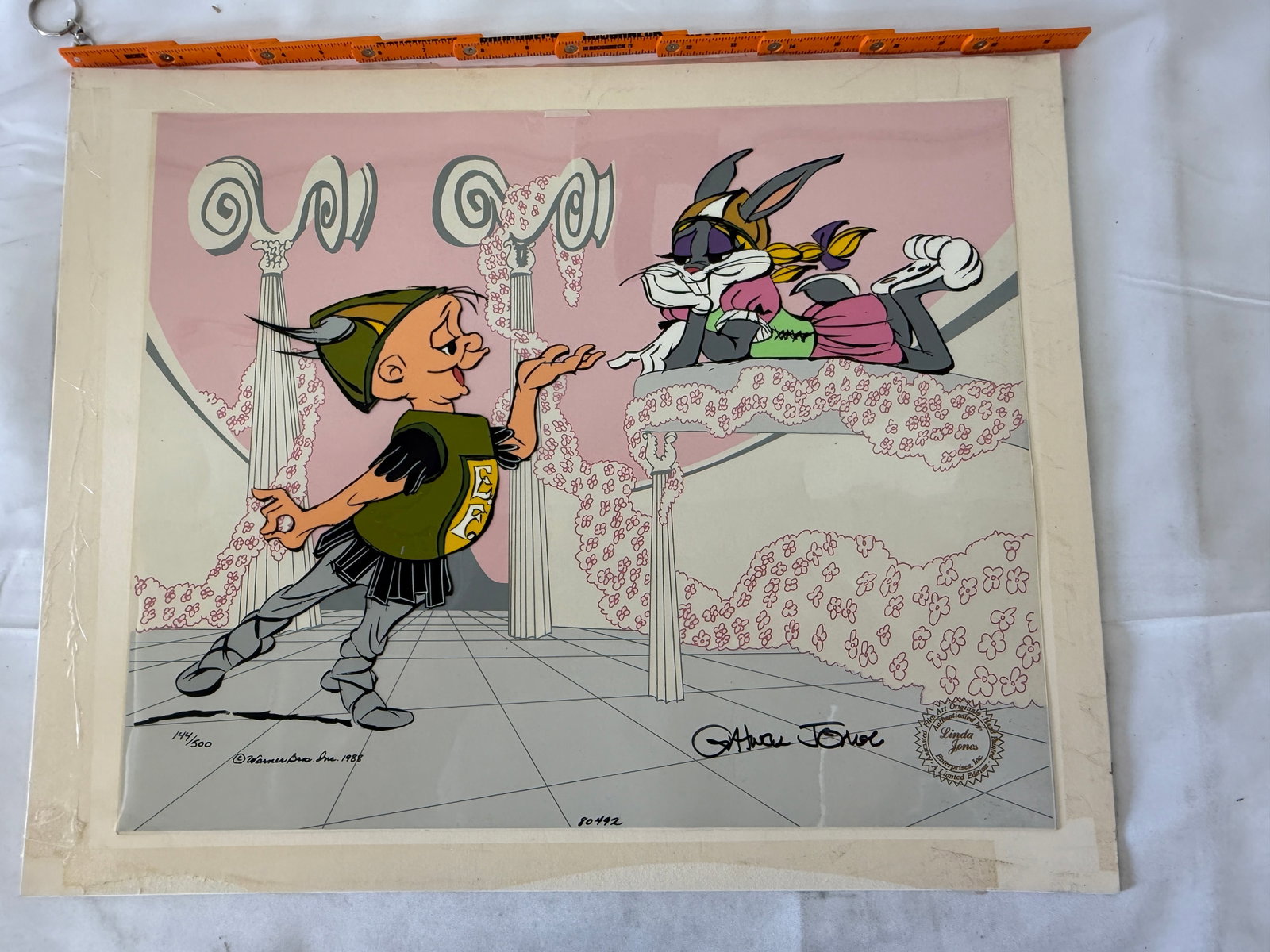 Chuck Jones Signed Bugs Bunny & Elmer Fudd Warner Bros Animation Cel 144/500 1988 (1 of 8)