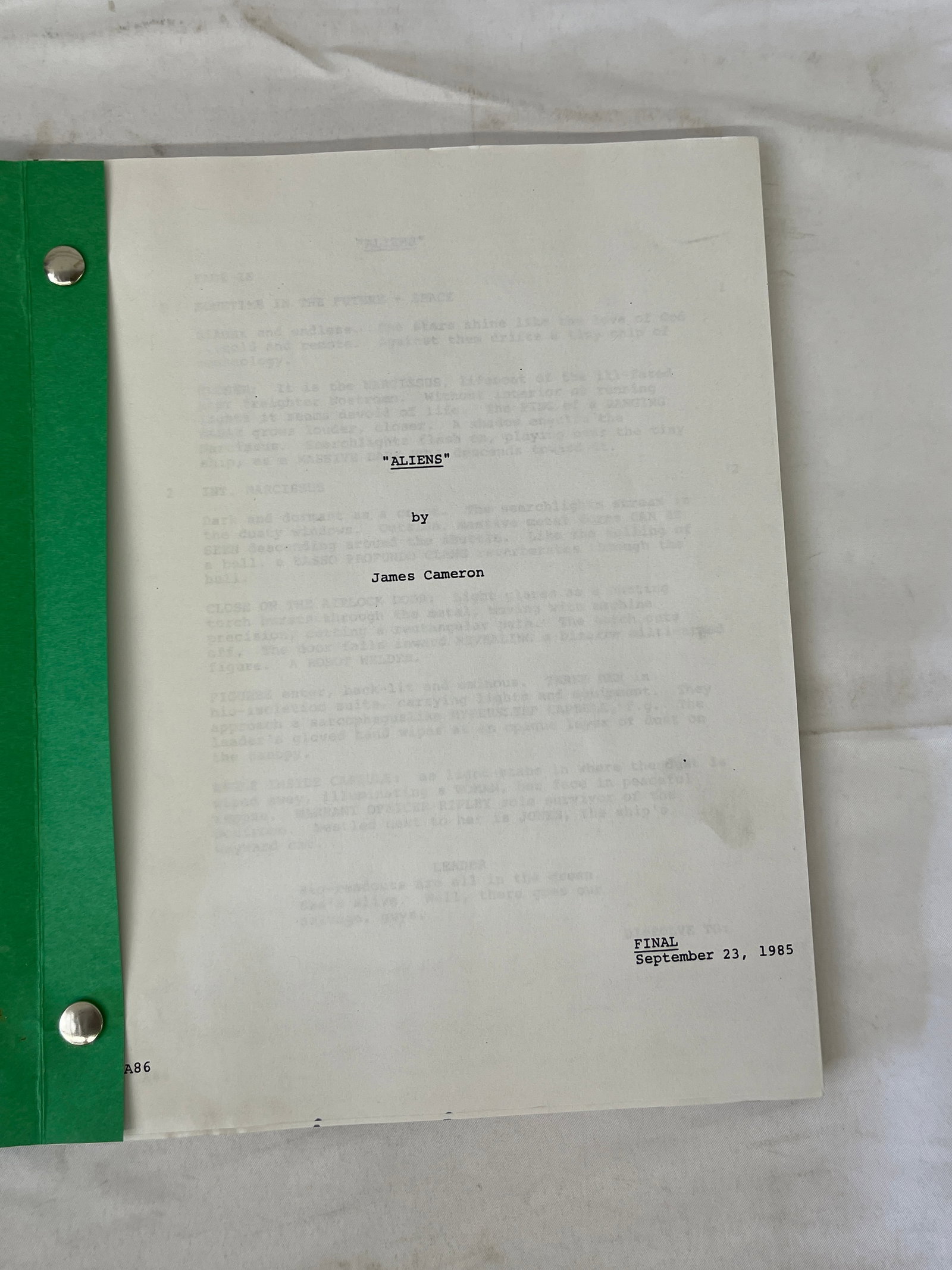 Aliens James Cameron Final Draft Screenplay Script September 23 1985: Aliens James Cameron Final Draft Screenplay Script September 23 1985