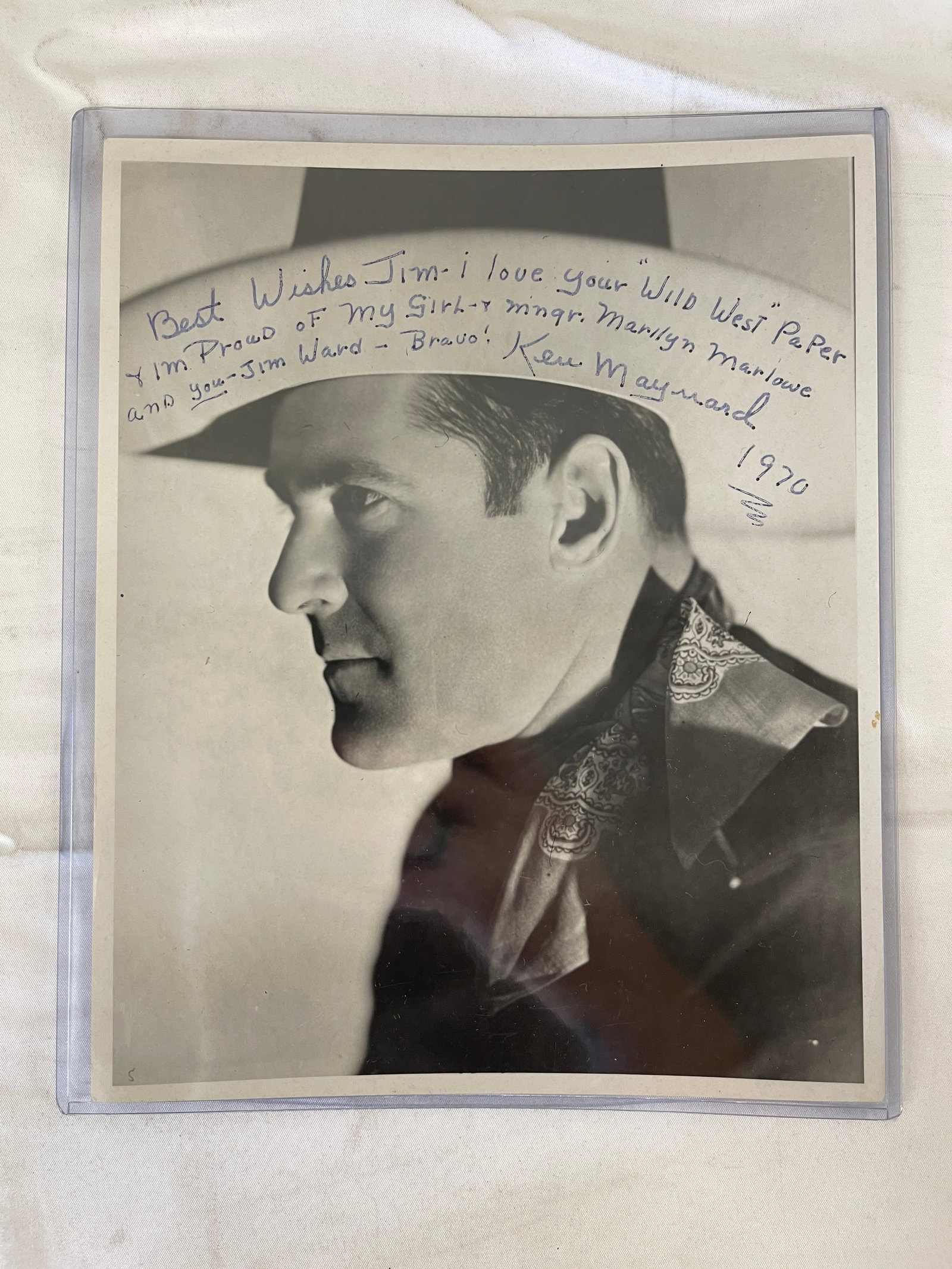 Ken Maynard Signed Inscribed B&W Photo to Jim Ward 8x10 1970 Cowboy Western: Ken Maynard Signed Inscribed B&W Photo to Jim Ward 8x10 1970 Cowboy Western