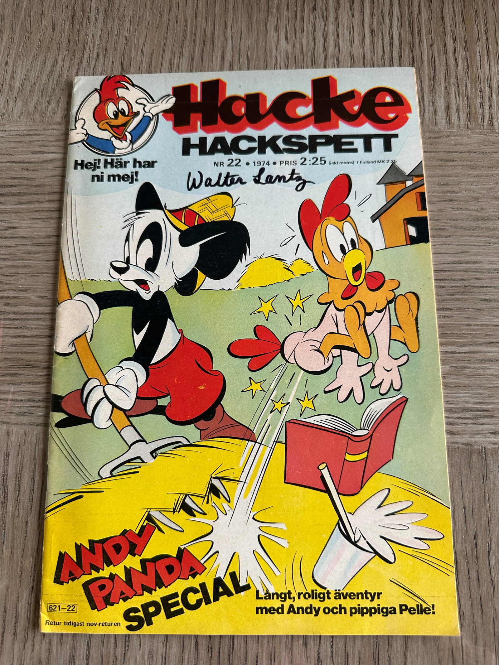 Hacke Hackspett Walter Lantz Signed Swedish Comic Nr 22 1974 Woody Woodpecker (1 of 2)