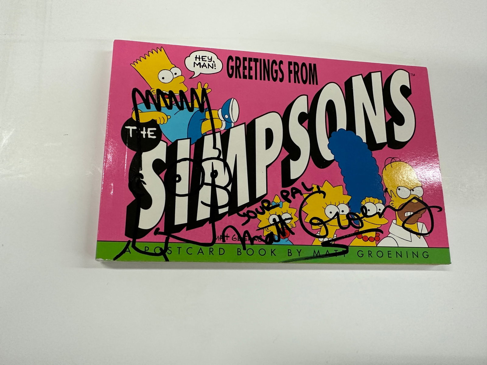 The Simpsons Signed Postcard Book by Matt Groening 1st Ed 1990 With Doodle (1 of 5)