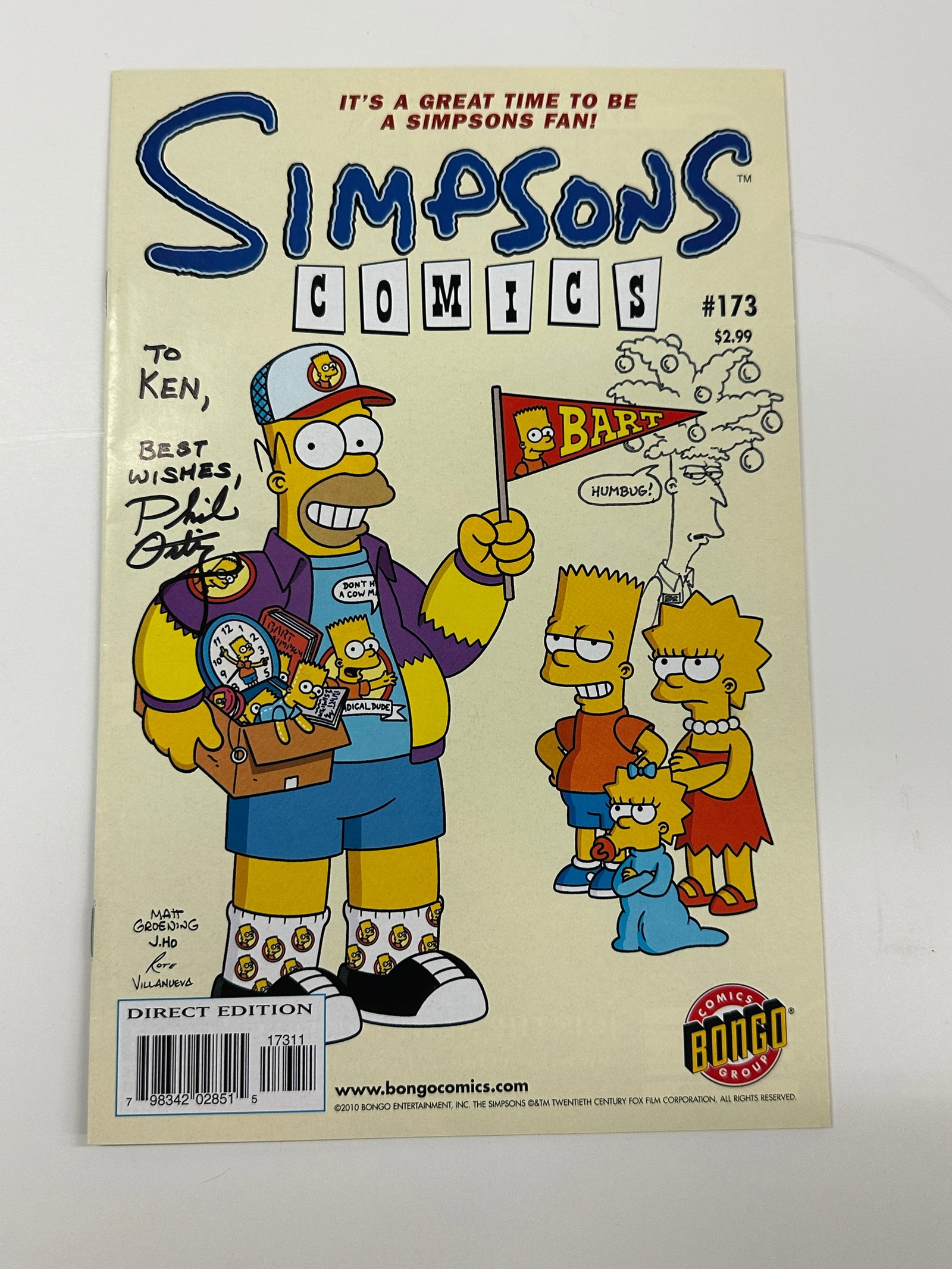 Simpsons Comics #173 Signed Phil Ortiz Inscribed To Ken Bongo 2010 (1 of 4)