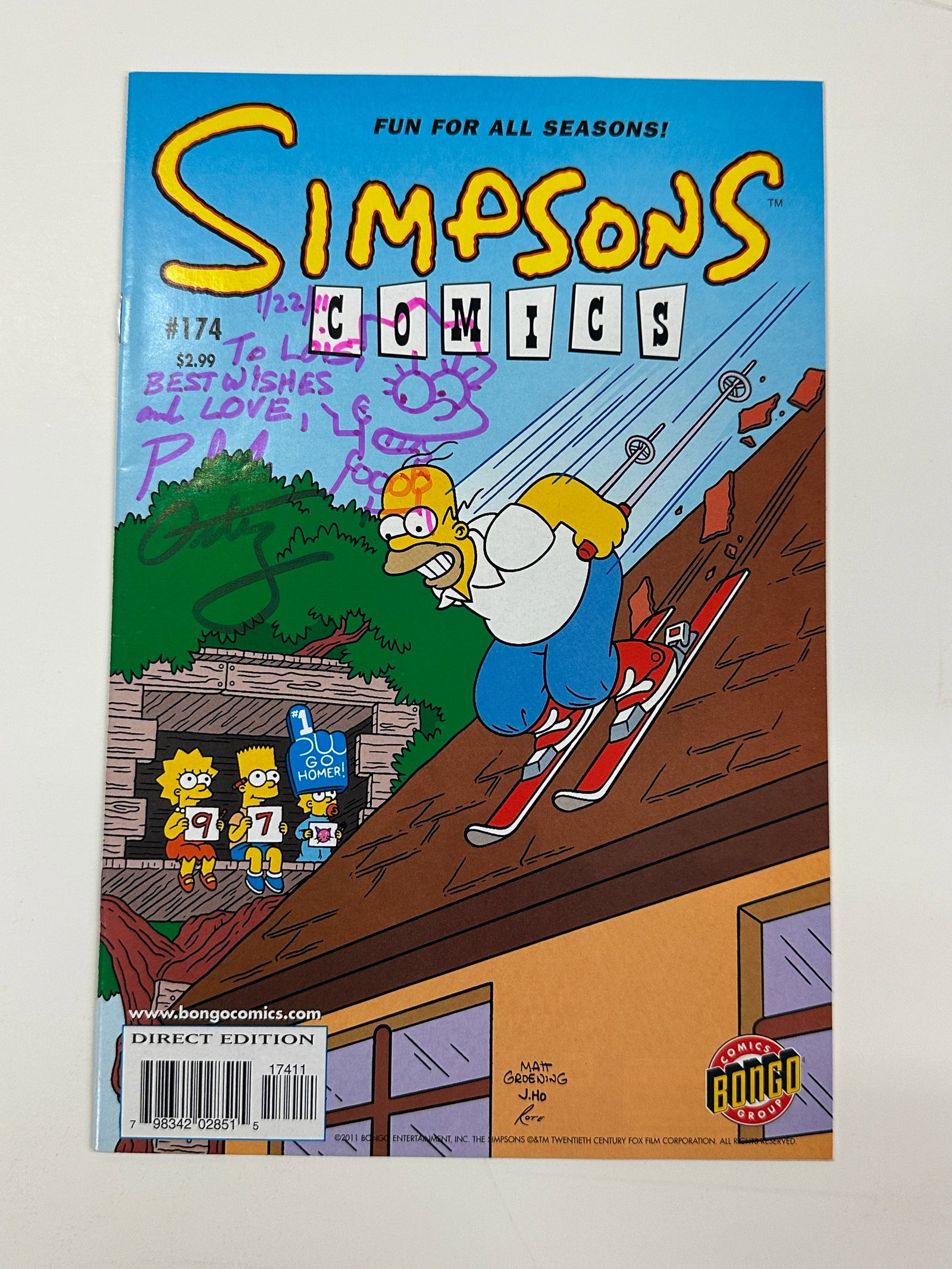 Simpsons Comics #174 Bongo Phil Ortiz Signed Inscribed w/ Sketch 2011 Direct Edition (1 of 3)
