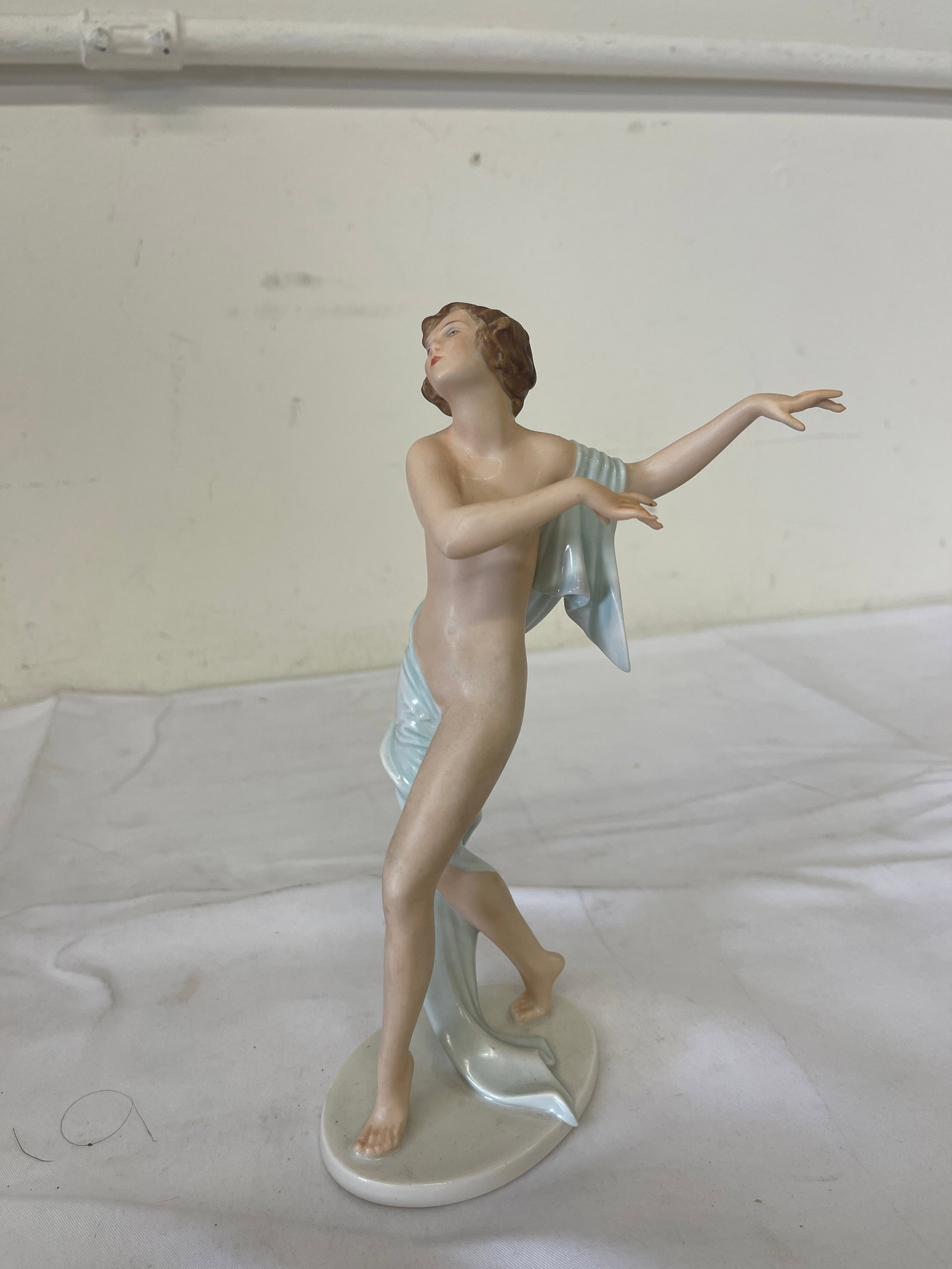 Rosenthal Kunstabteilung Selb Germany Art Nouveau Dancing Nude Female Figurine: Rosenthal Kunstabteilung Selb Germany Art Nouveau Dancing Nude Female Figurine