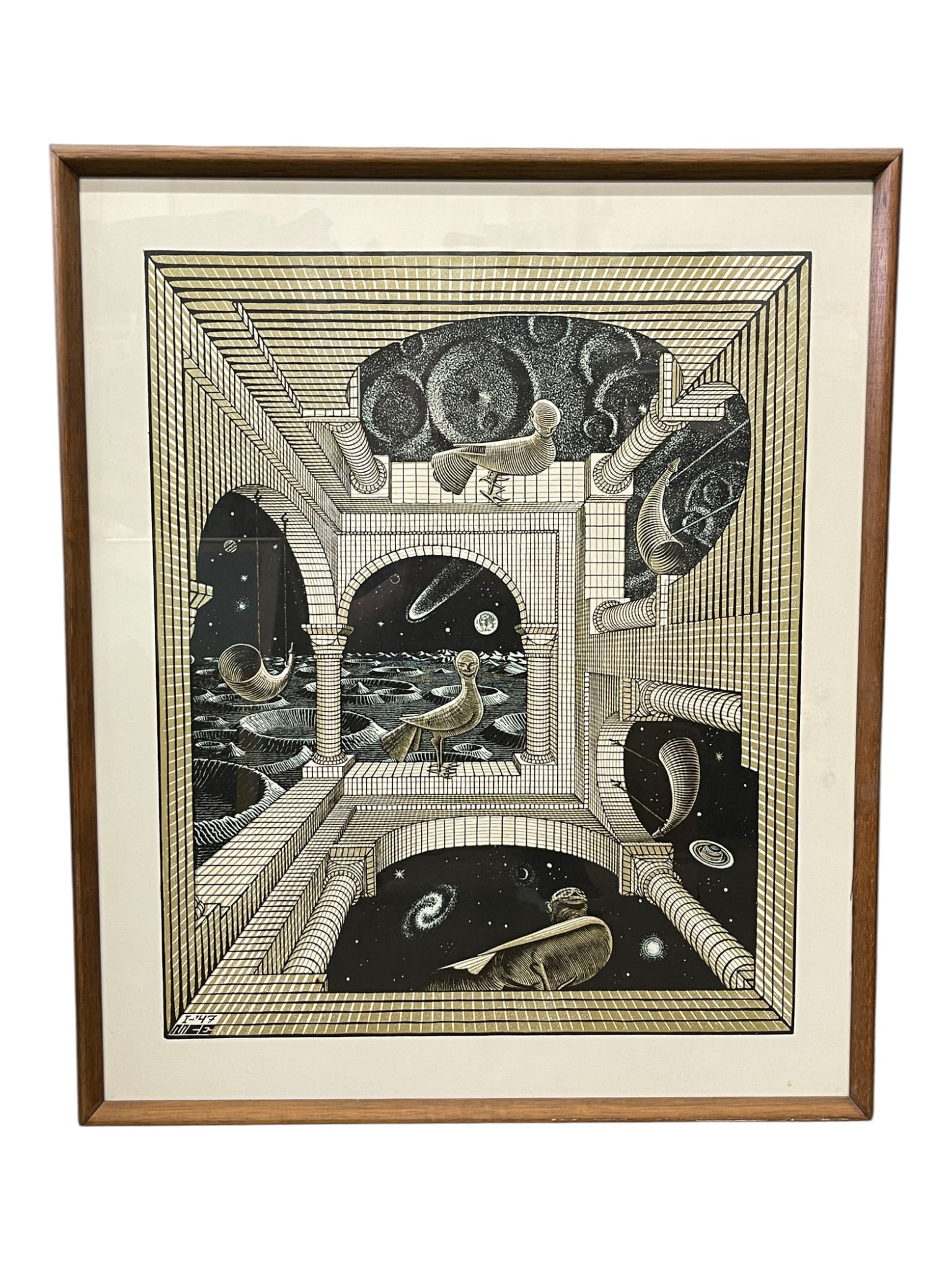 MC Escher - Another World II Space View Lithograph, Initialed Bottom Left (1 of 4)