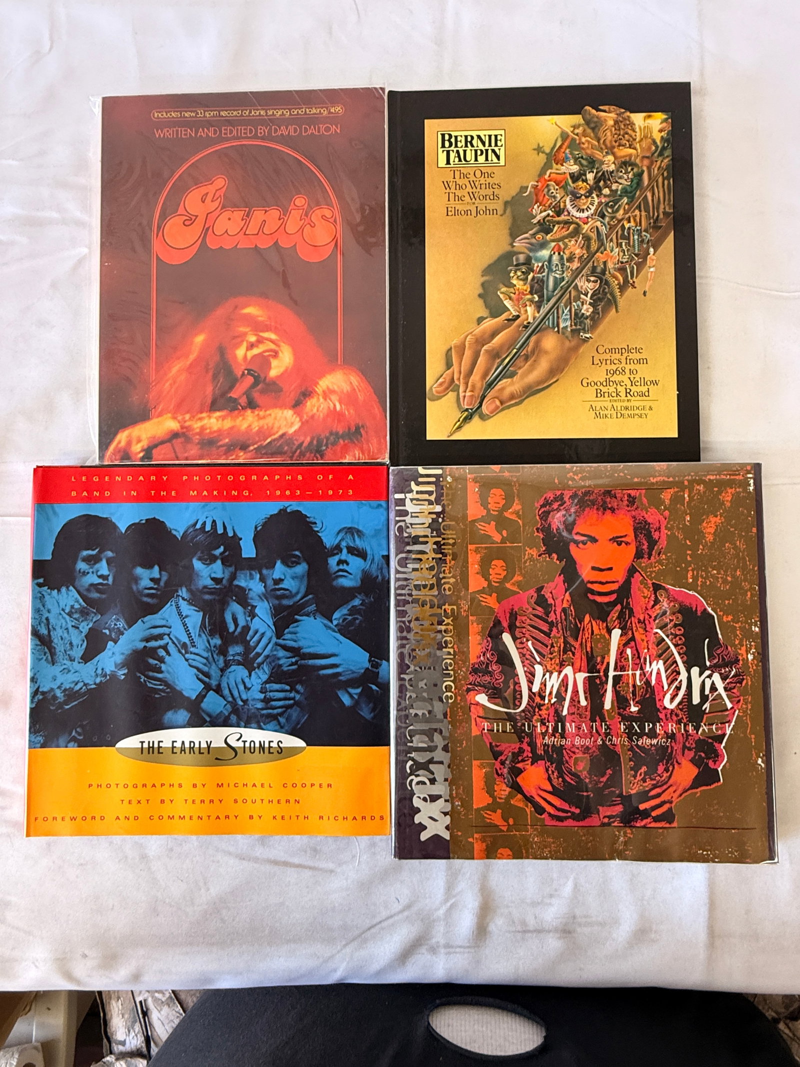 Rock Legends Coffee Table Books Lot: Janis, Hendrix, Rolling Stones, Bernie Taupin (1 of 3)