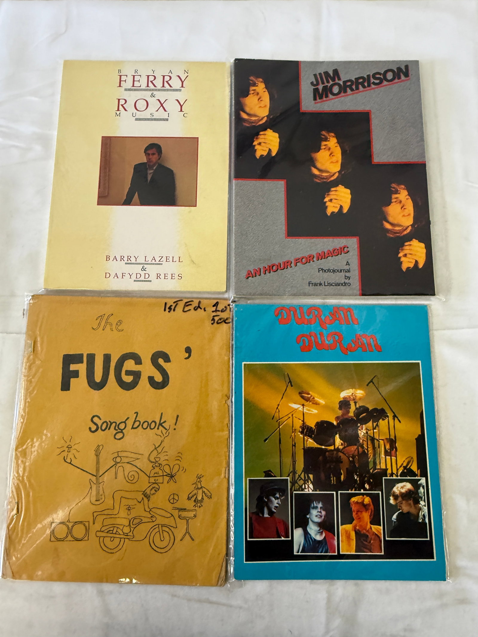 Rock Music Books Lot: Bryan Ferry/Roxy Music, Jim Morrison, Duran Duran, The Fugs (1 of 2)