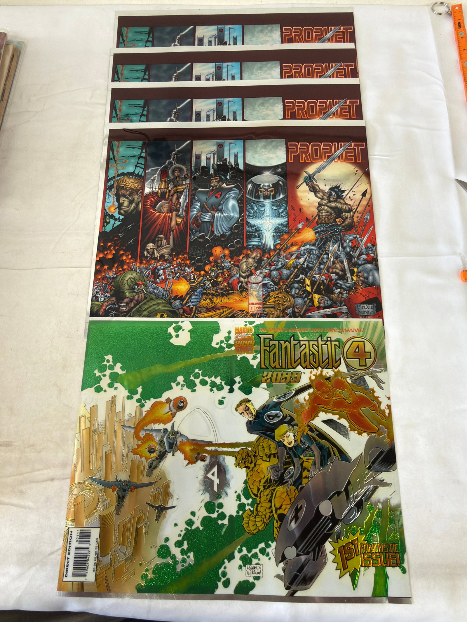 Fantastic Four 2099 #1 Marvel & Prophet Image Comics Lot w/ Embossed Metal Plates (1 of 2)